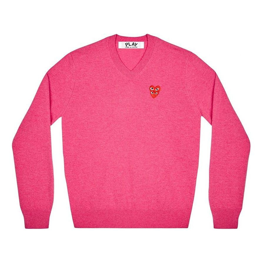 (WMNS) COMME des GARCONS PLAY V-Neck Pullover Red Emblem 'Pink' AZ-N073-051-4 - 1