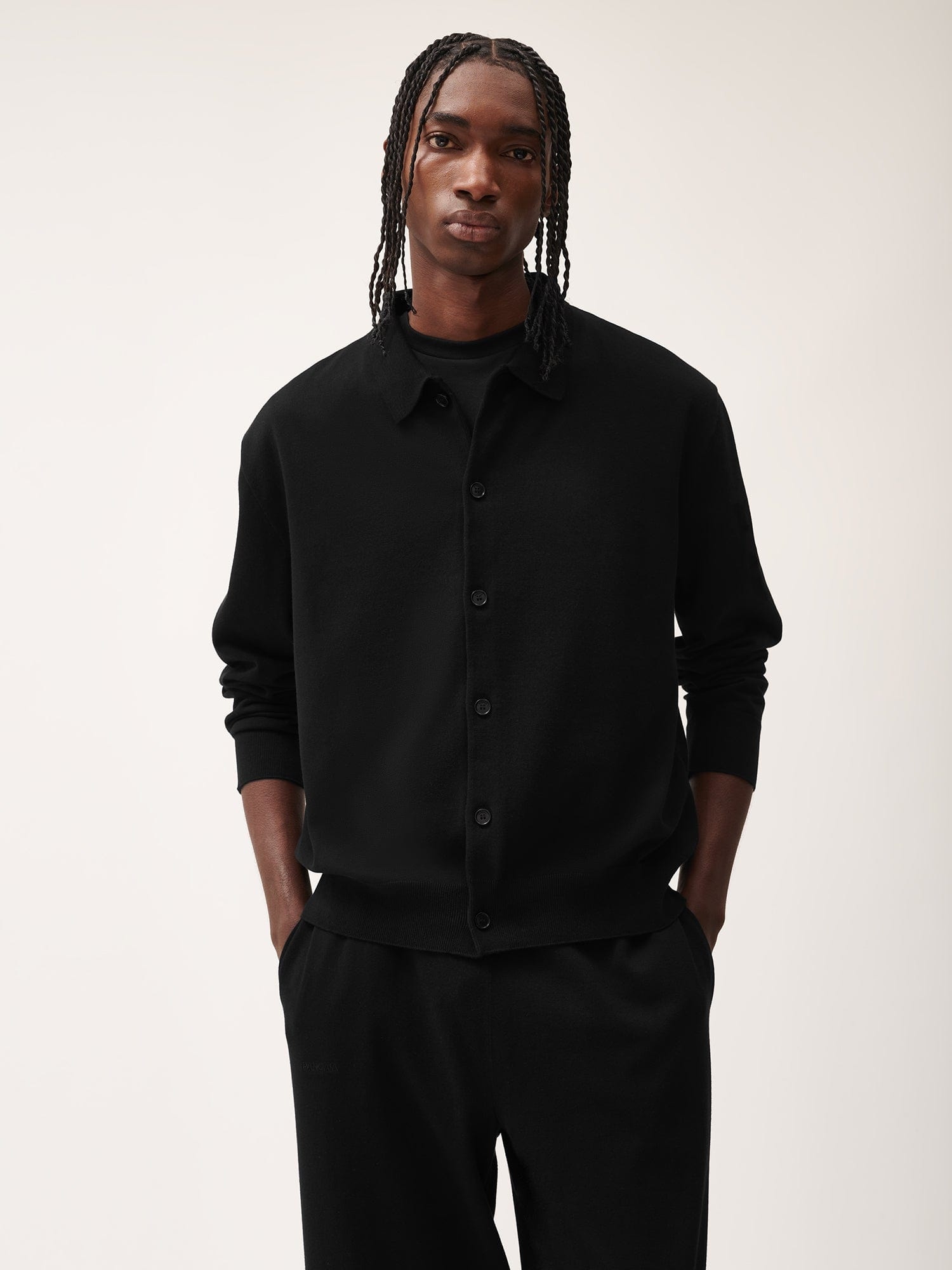 Mens DNA Knitted Collared Shirt - Black - 2