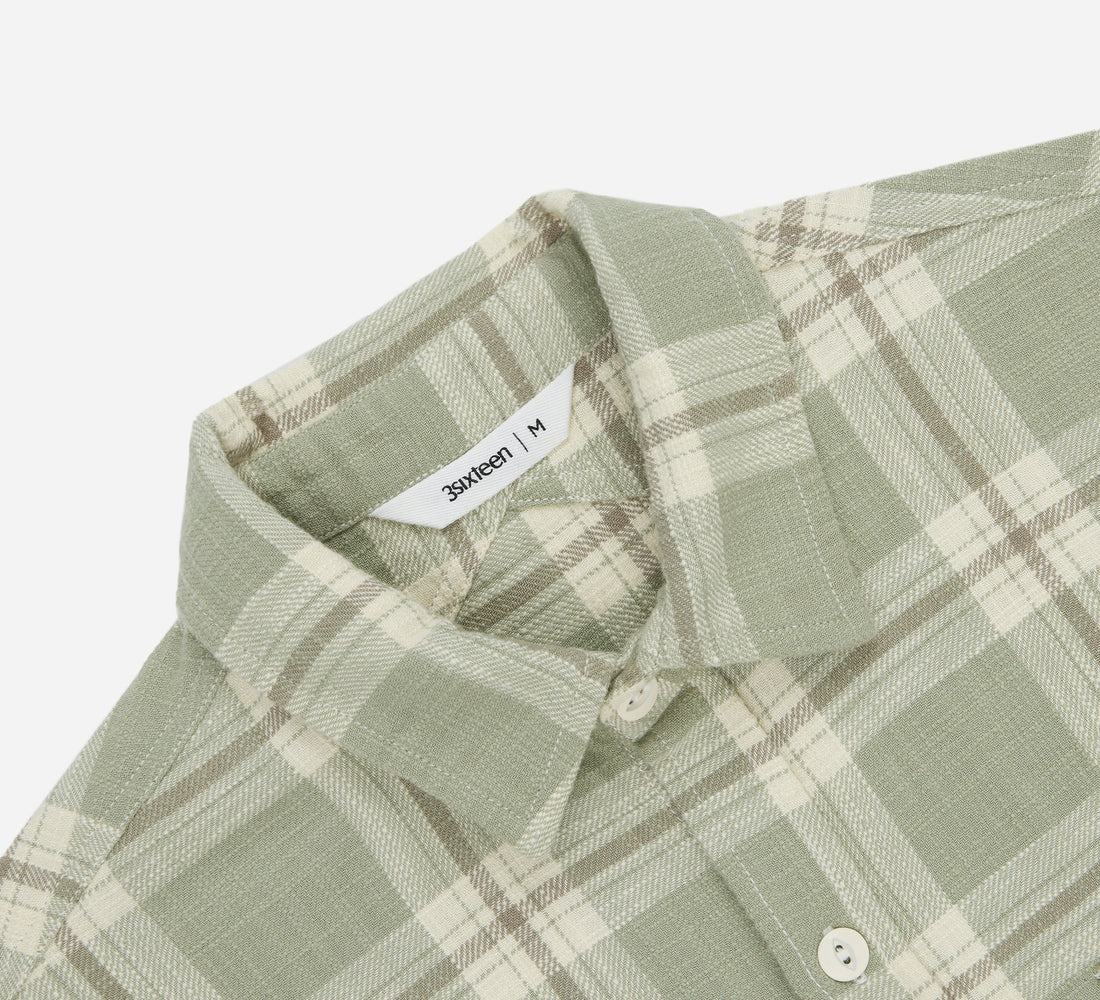 Crosscut Flannel - Seafoam Slub Check - 3
