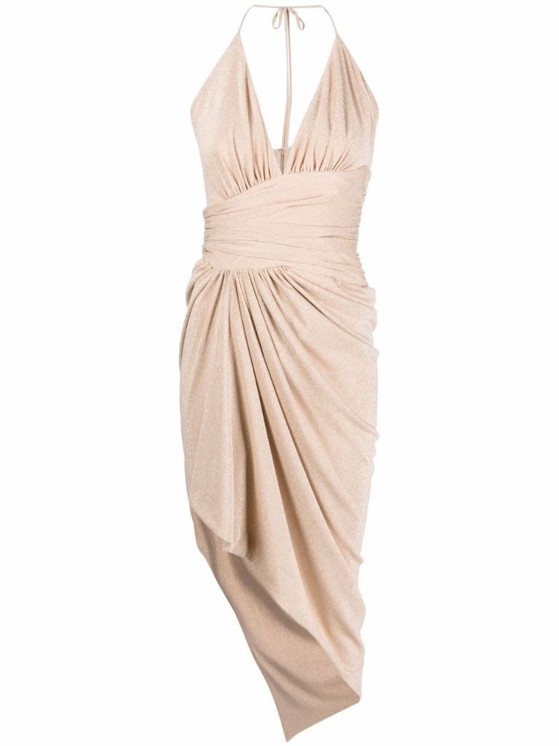 drape-detail mid-length dress - 1