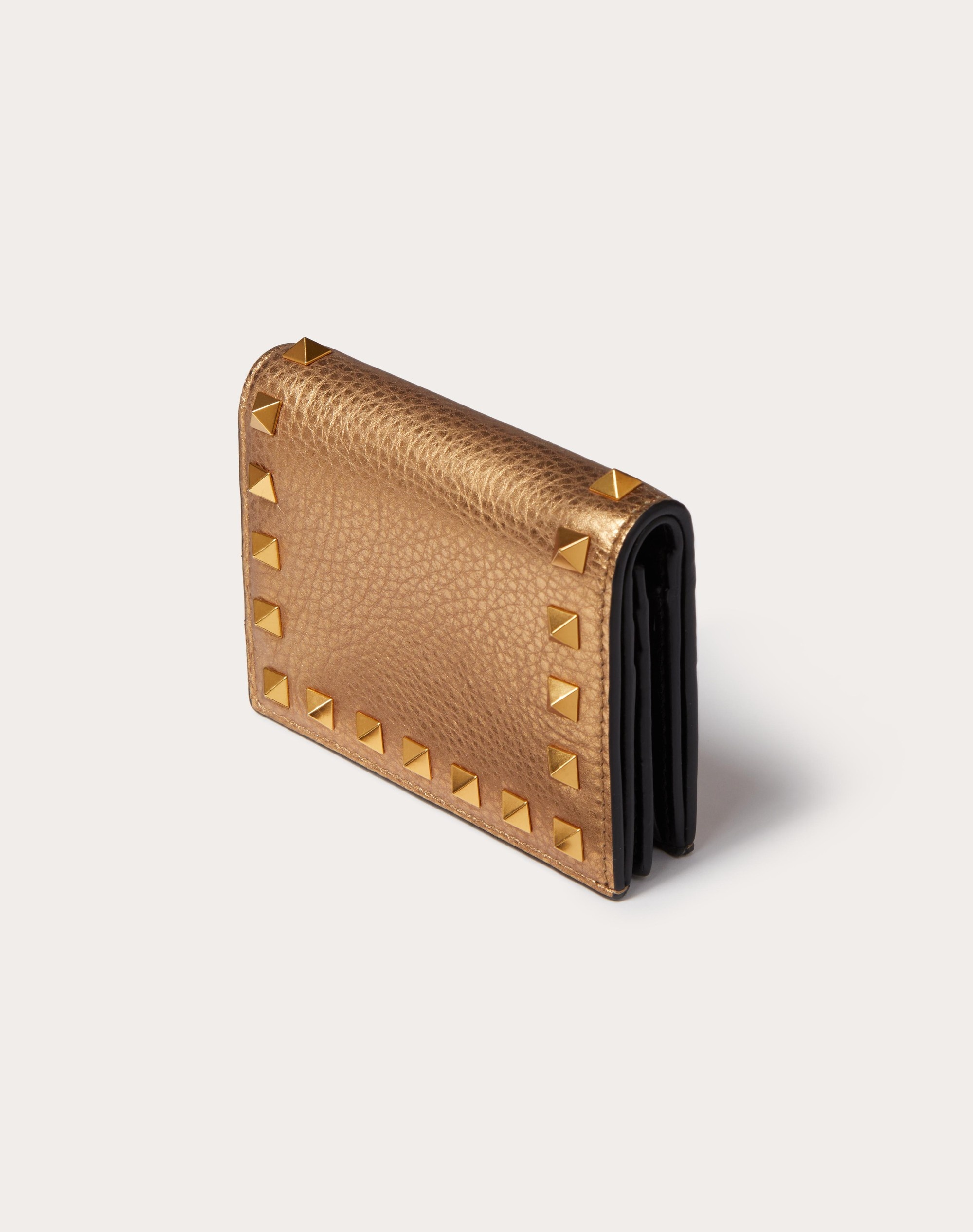 SMALL ROCKSTUD METALLIC GRAINY CALFSKIN WALLET - 4