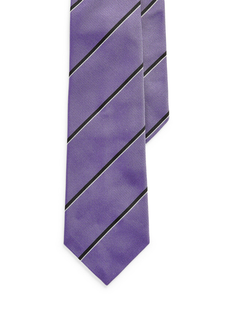 Men's Striped Silk Tie - Lavender Black 1
