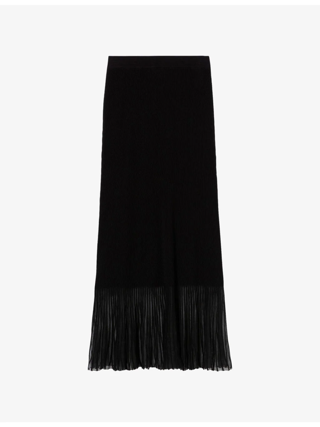 Pleated Ribbed Knitted Maxi Skirt - 1