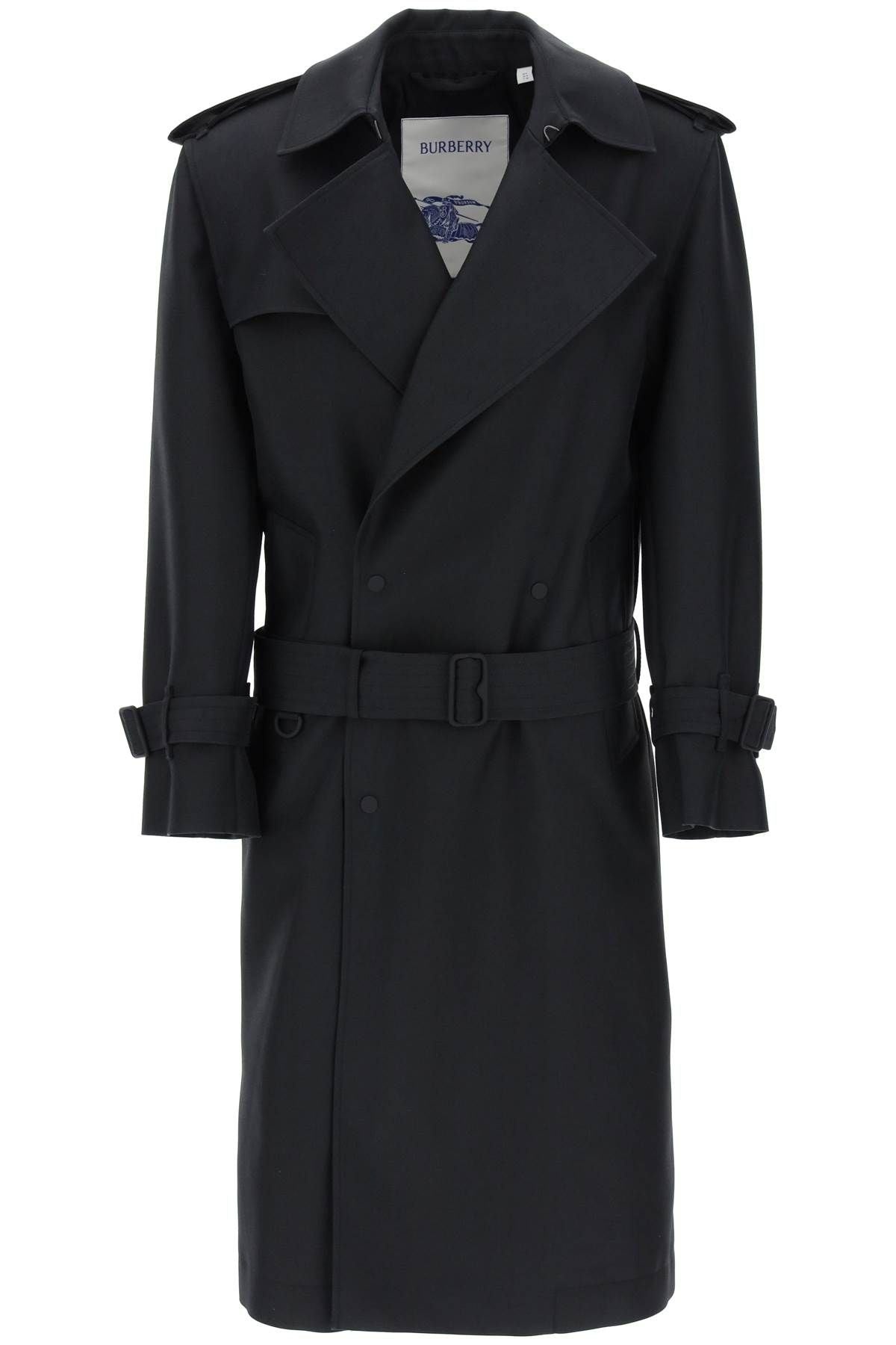 DOUBLE-BREASTED SILK TWILL TRENCH COAT - 1