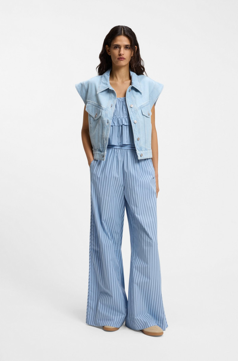 BOSS COTTON-POPLIN TROUSERS WITH VERTICAL STRIPE outlook