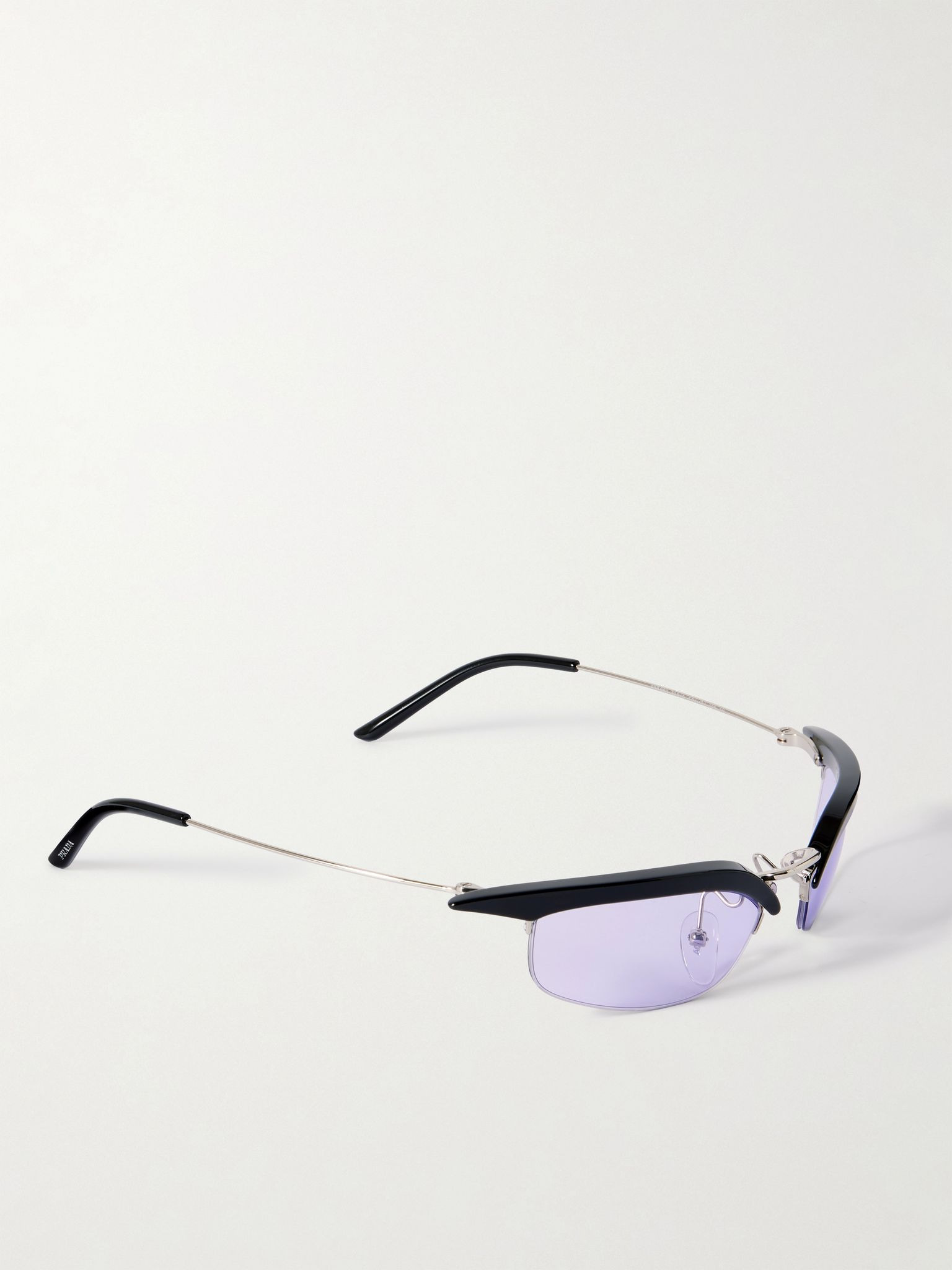 D-frame acetate and silver-tone sunglasses Black - 3