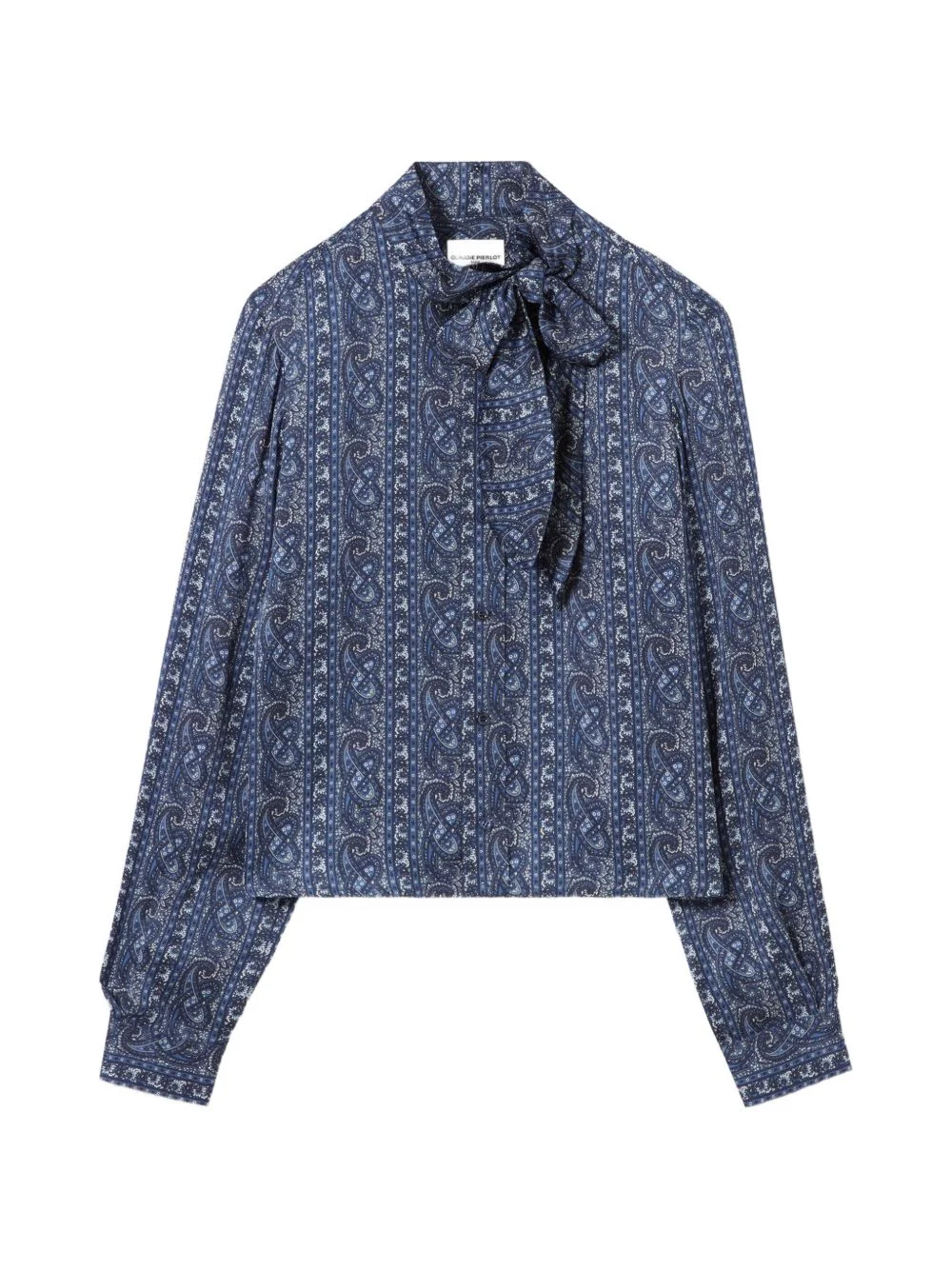 printed pussy-bow shirt - 1