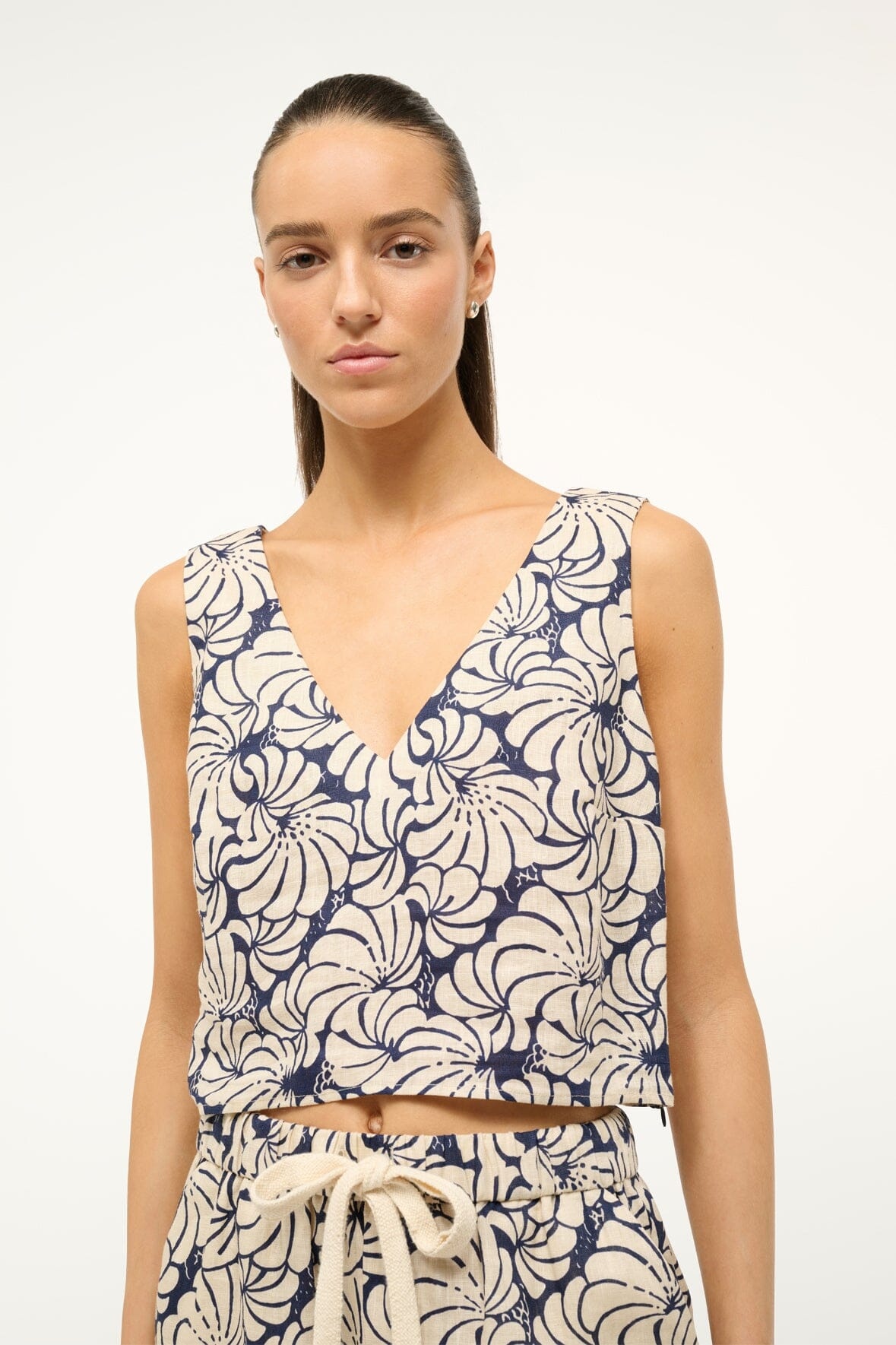 STAUD CATANIA TOP NAVY SCALLOP BLOCK PRINT - 4