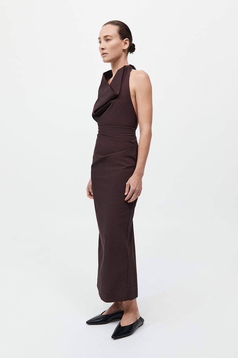 Structural Tie Dress - Port - 4