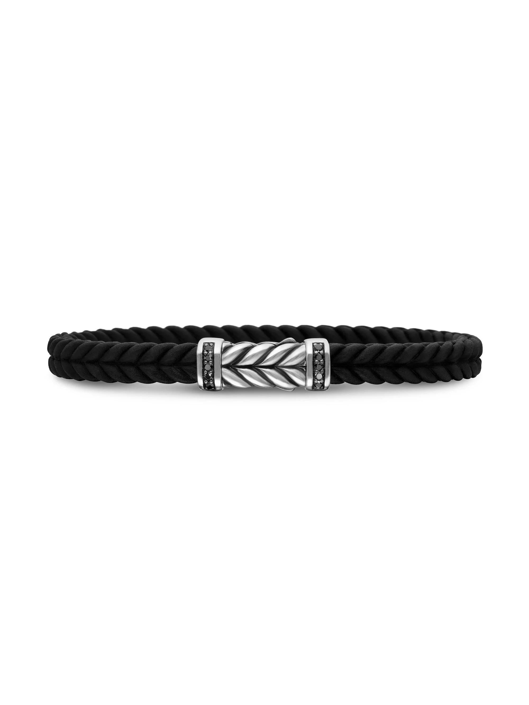Men's Chevron Bracelet in Black Rubber - Black - 1