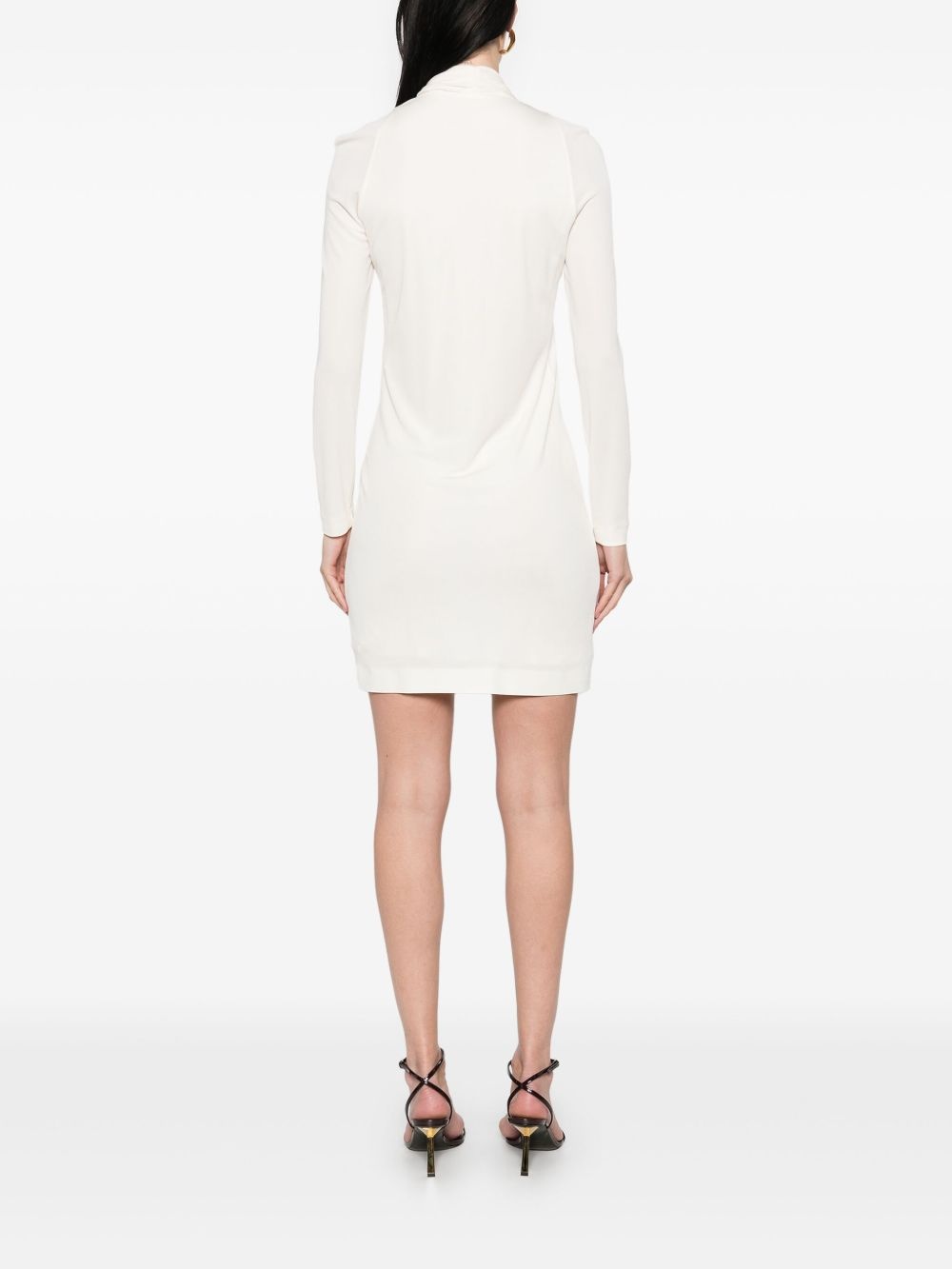 bar-detail V-neck mini dress - 4