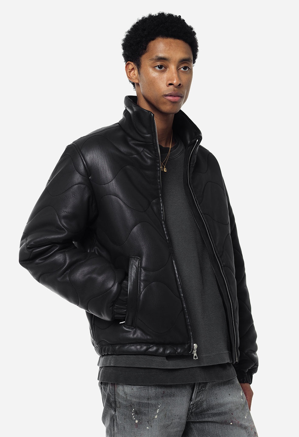 QUILTED LEATHER PUFFER JACKET - 6