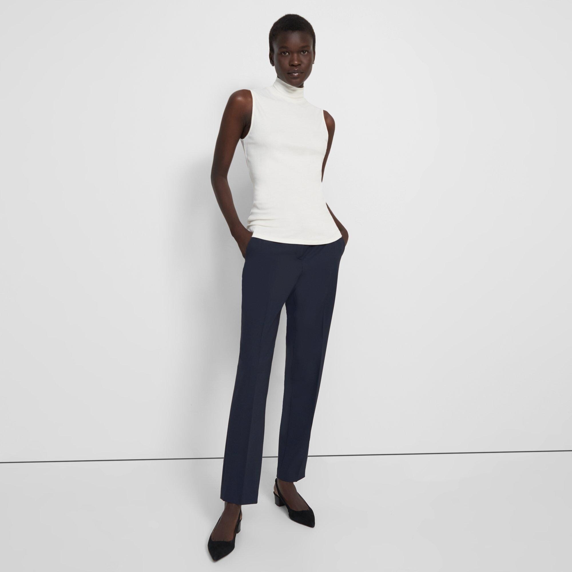 Sleeveless Turtleneck Sweater in Ribbed Viscose - 3