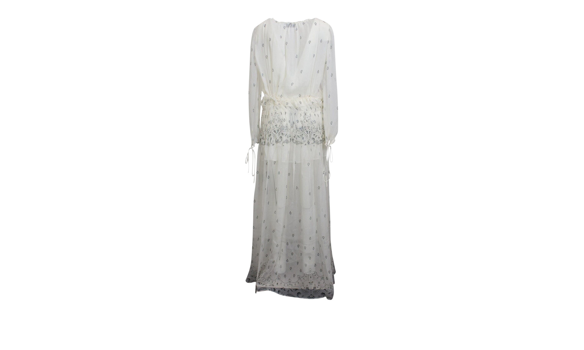 Printed Paisley Maxi Dress "White" - 2