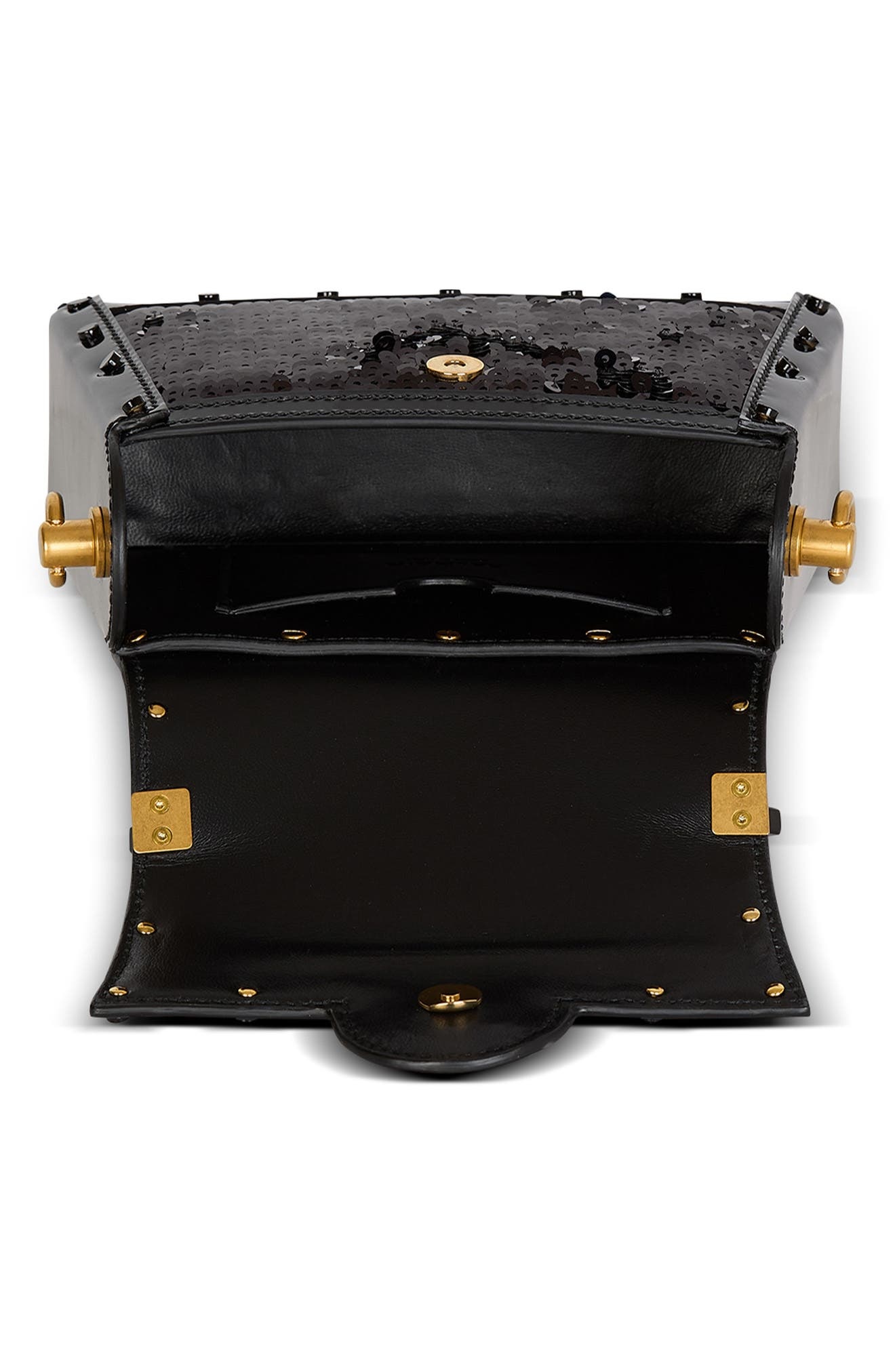 Balmain Small B-Buzz Dynasty Sequin & Leather Top Handle Bag in 0Pa Black at Nordstrom - 4