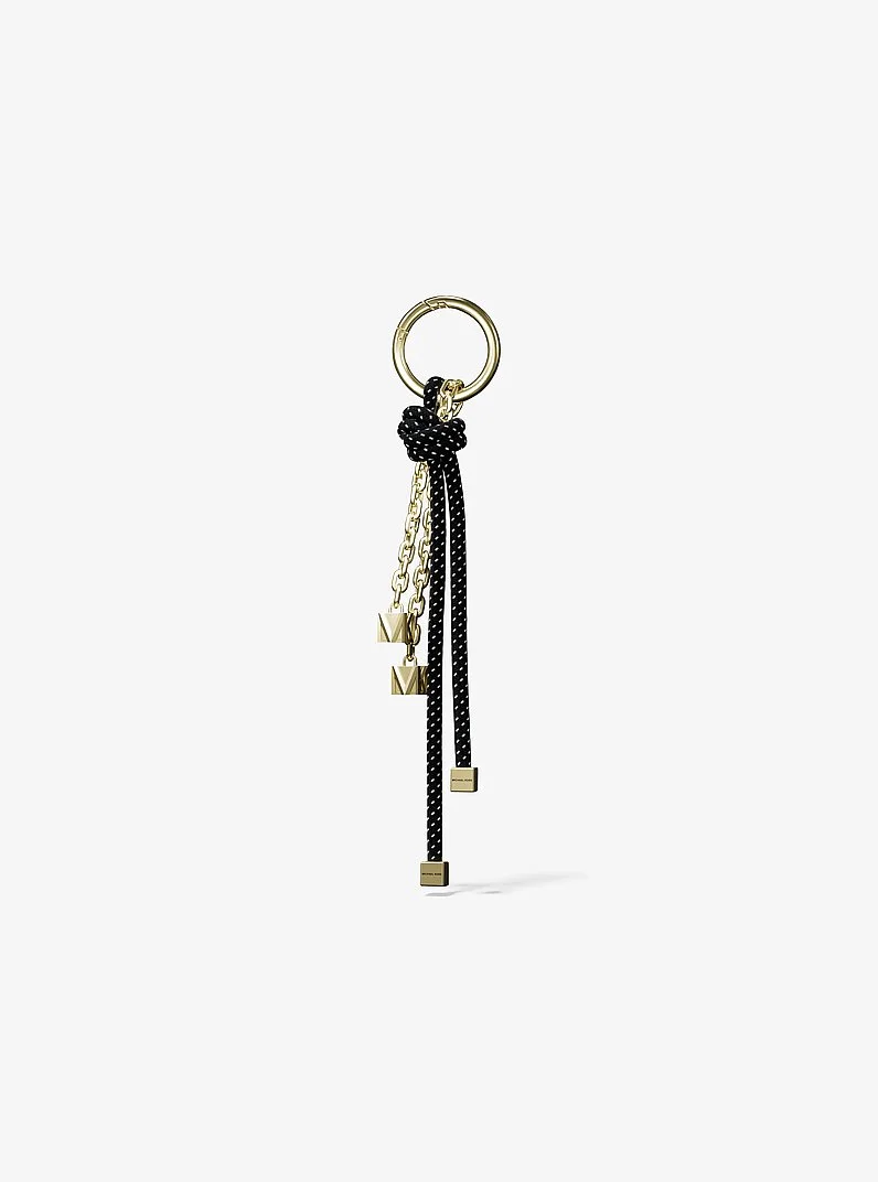 Gold-Tone and Speckled Cord Bag Charm - 1