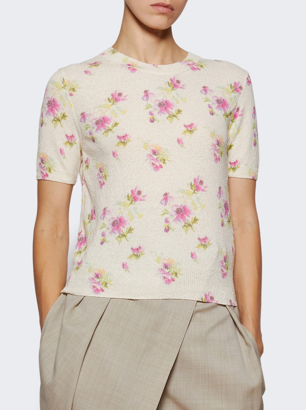 Short Sleeve Sweater Pink Floral - 2