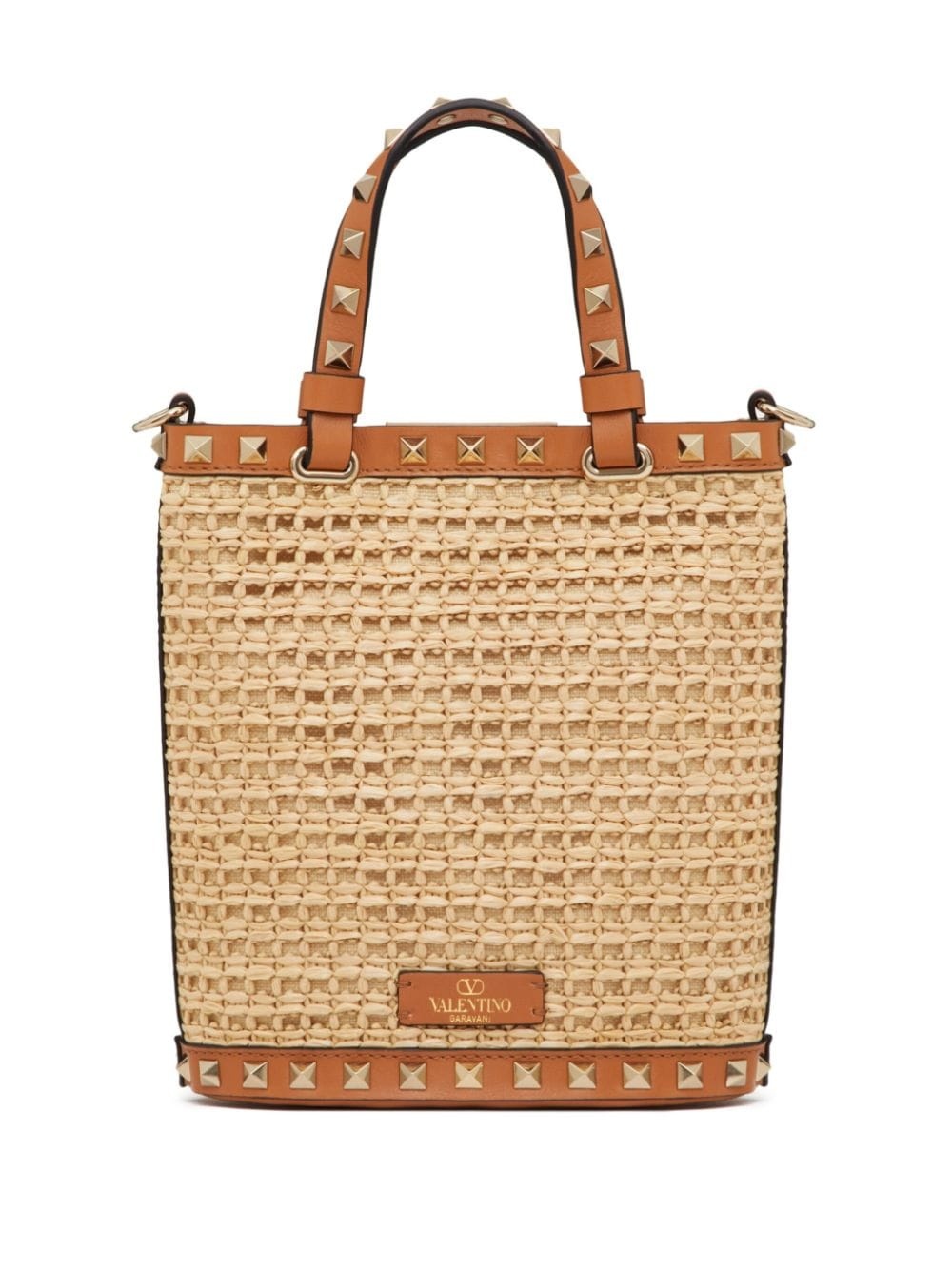 mini Rockstud raffia shoulder bag - 3