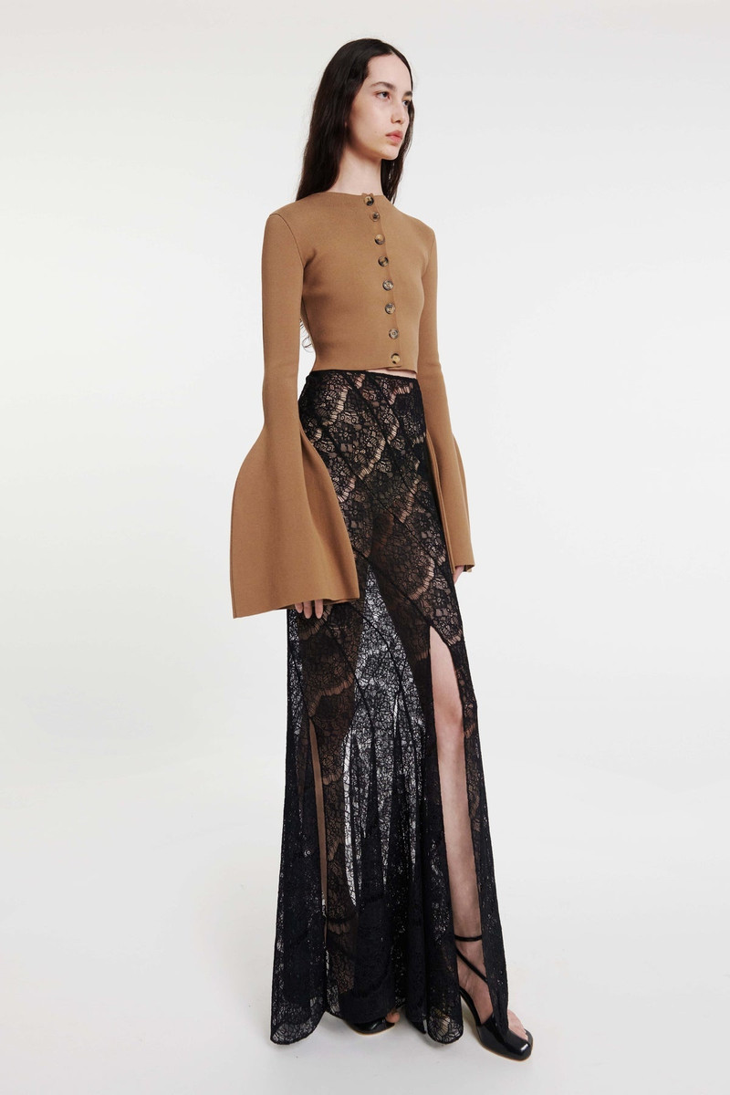 KNIT CROPPED CARDIGAN FLARED SLEEVES BROWN 2