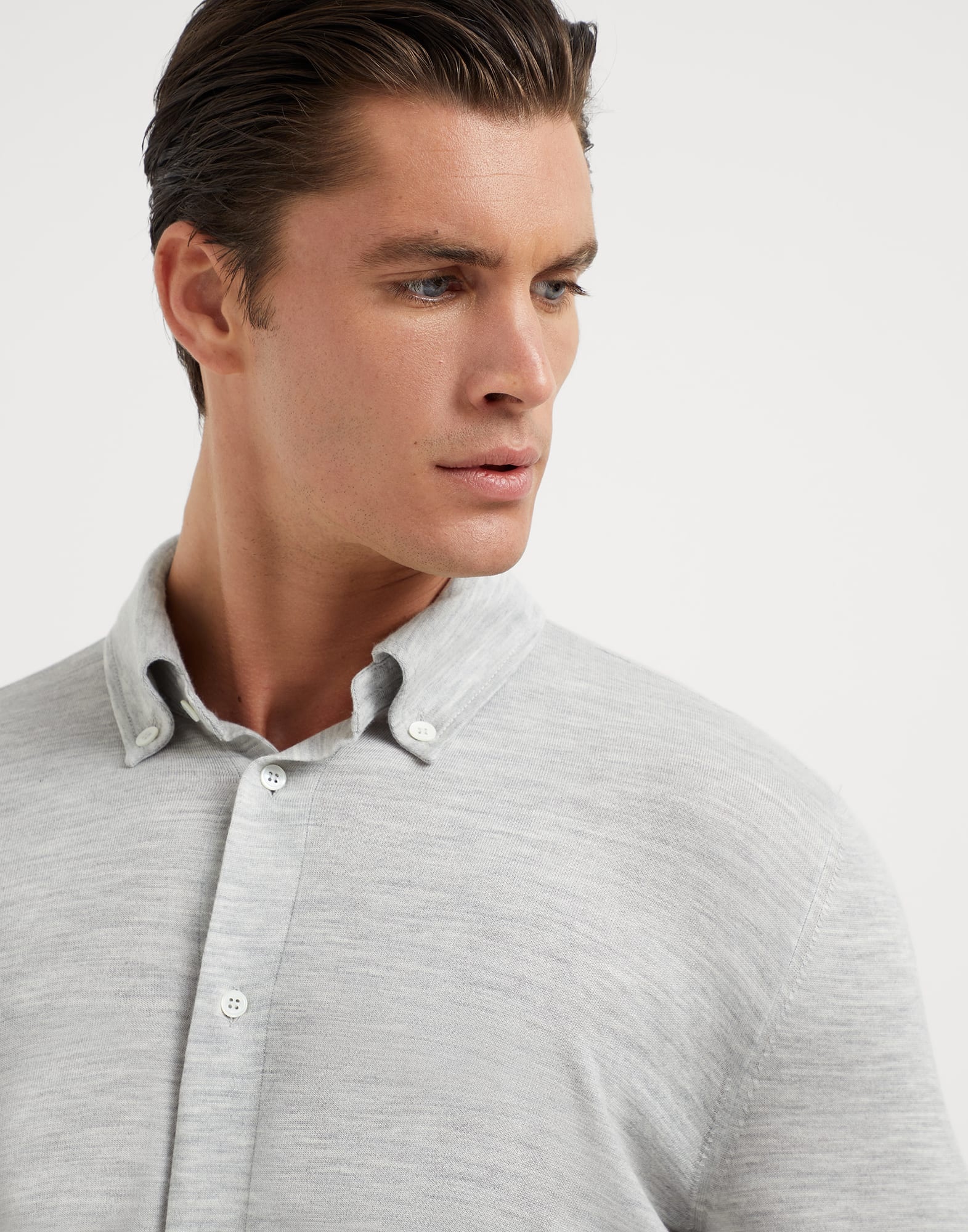 Virgin wool and cashmere lightweight knit shirt - 3