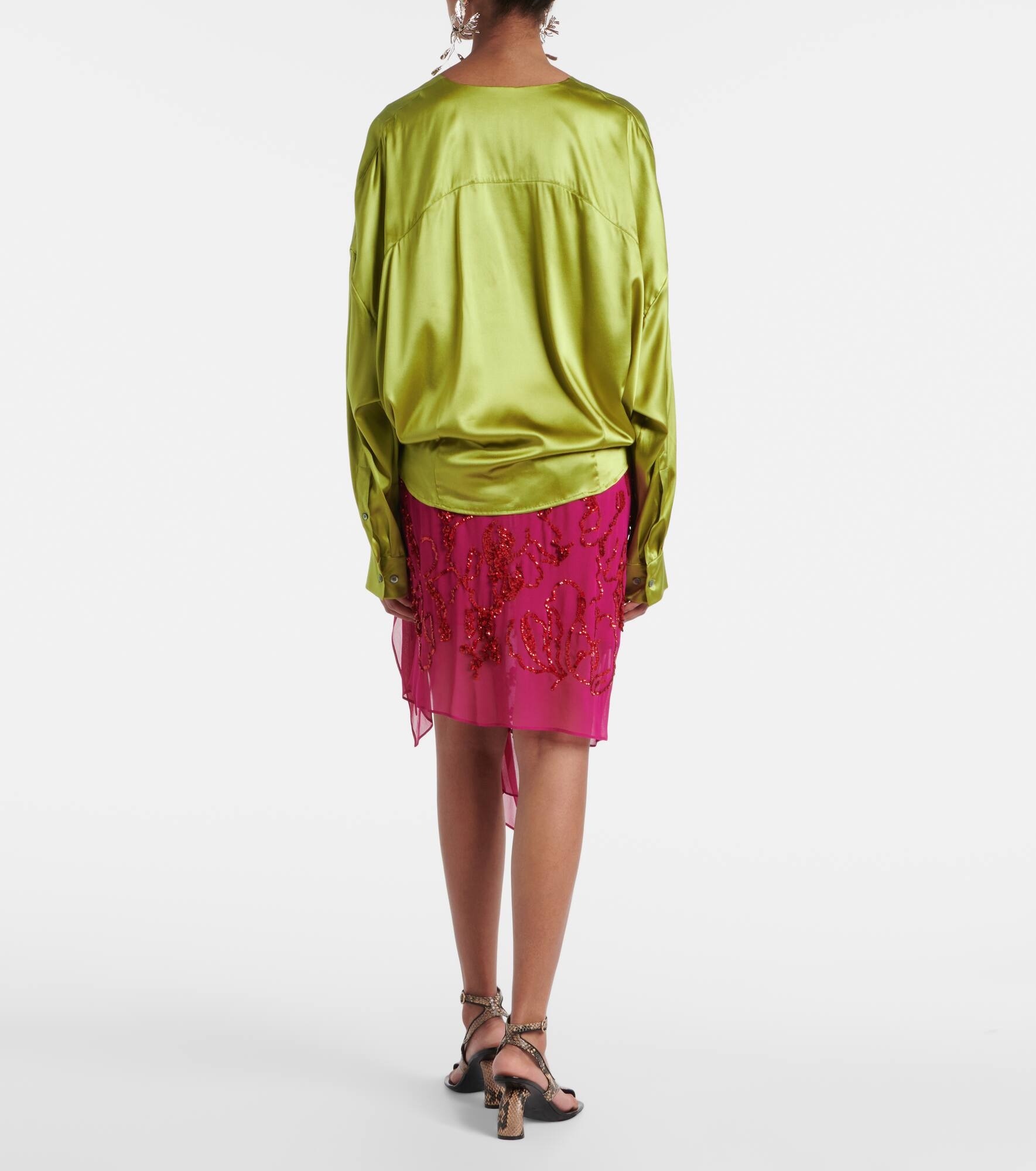 Draped silk-blend satin blouse - 3