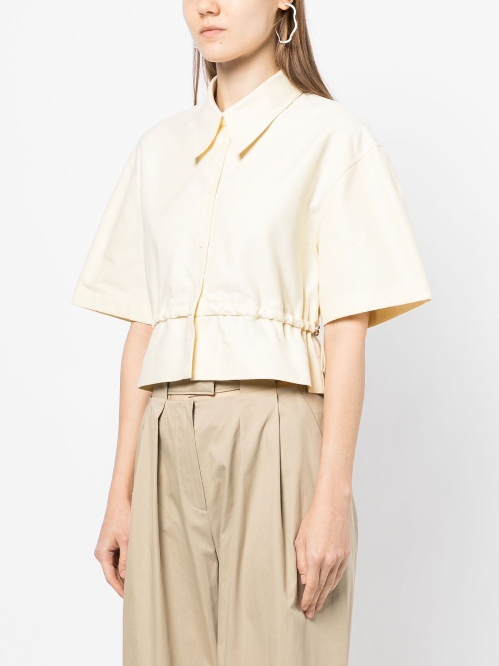 drawstring short-sleeve cotton shirt - 3