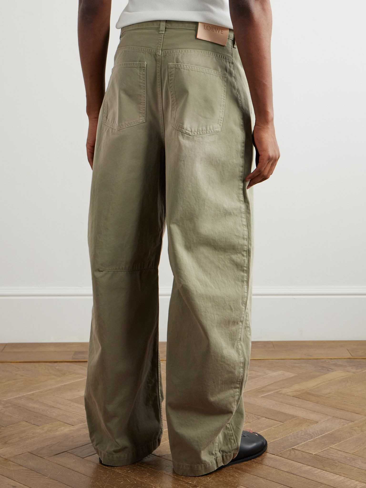 + Paula's Ibiza Barrel-Leg Cotton-Twill Trousers Green - 4