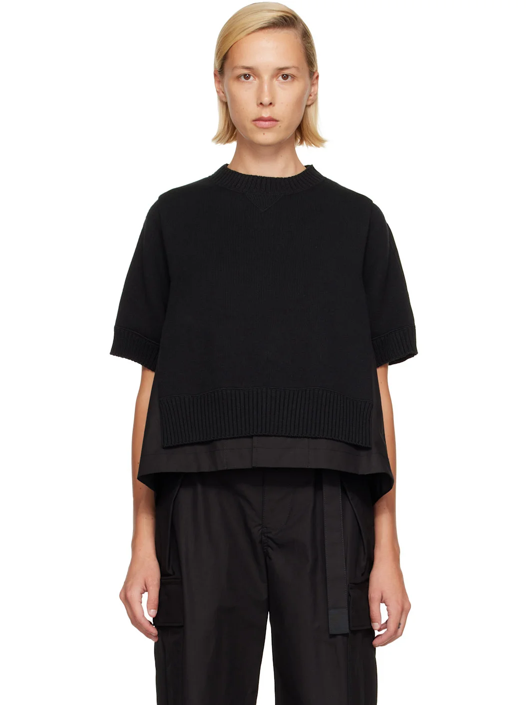 Black Cotton Weather & Cotton Cashmere Knit Sweater - 1