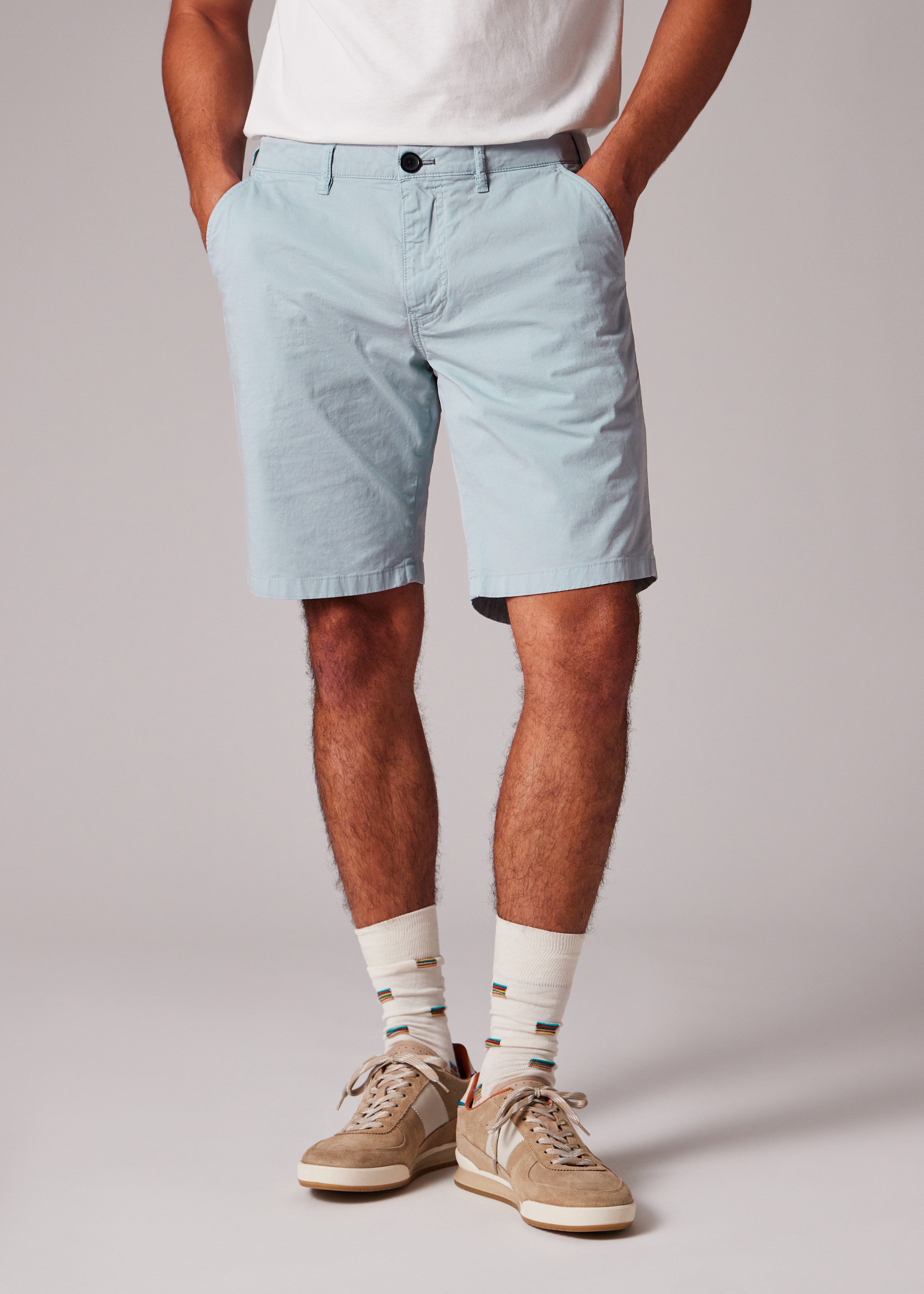 Light Blue Organic Cotton-Twill Shorts - 4