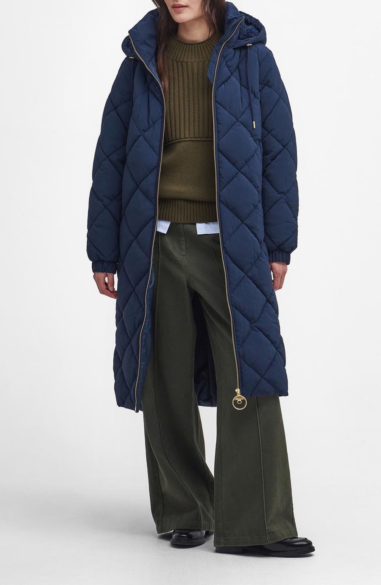 Barbour Kirkton Puffer Coat in Navy/Classic at Nordstrom - 1