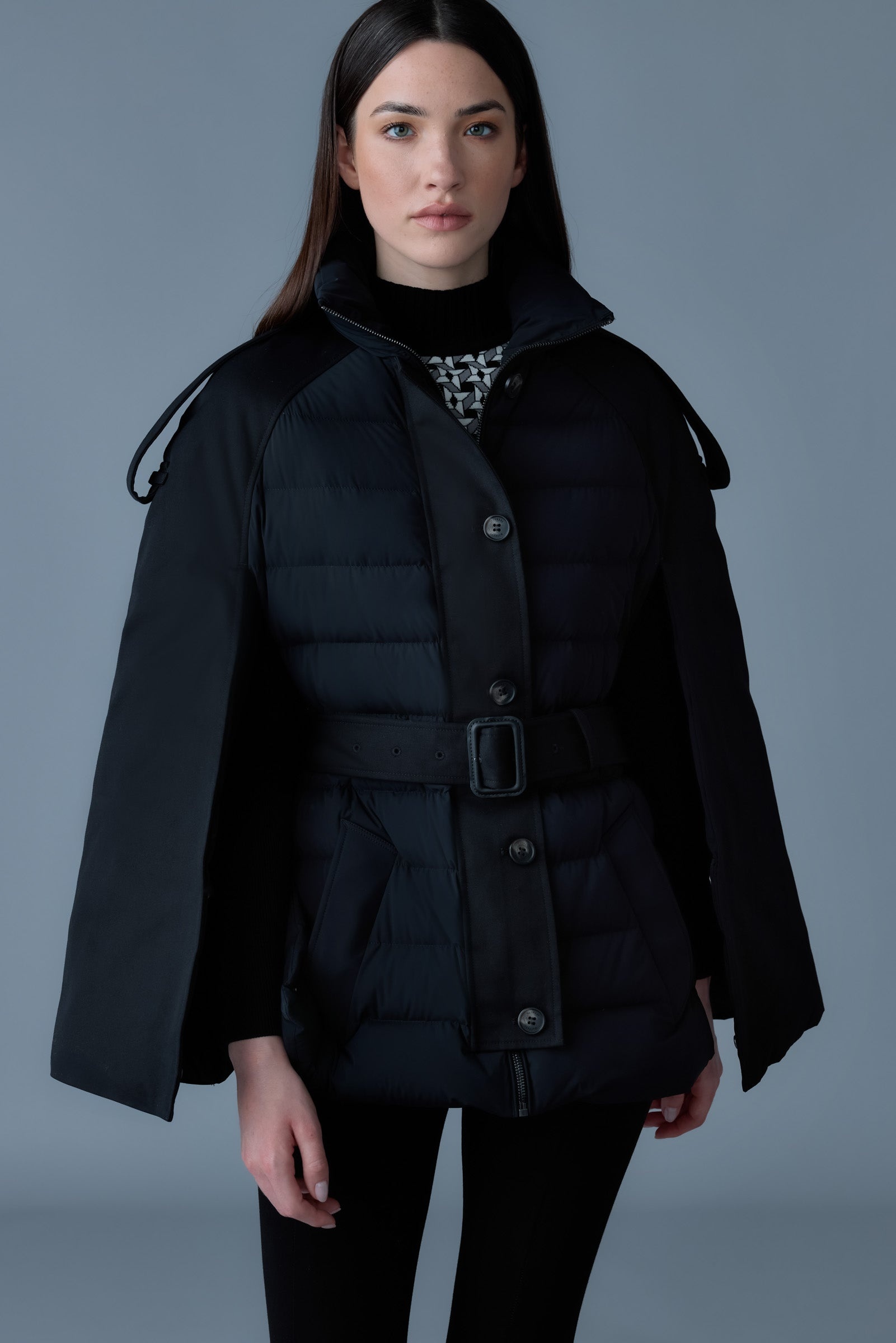 ADIE Strech lightweight cape-style down coat - 5