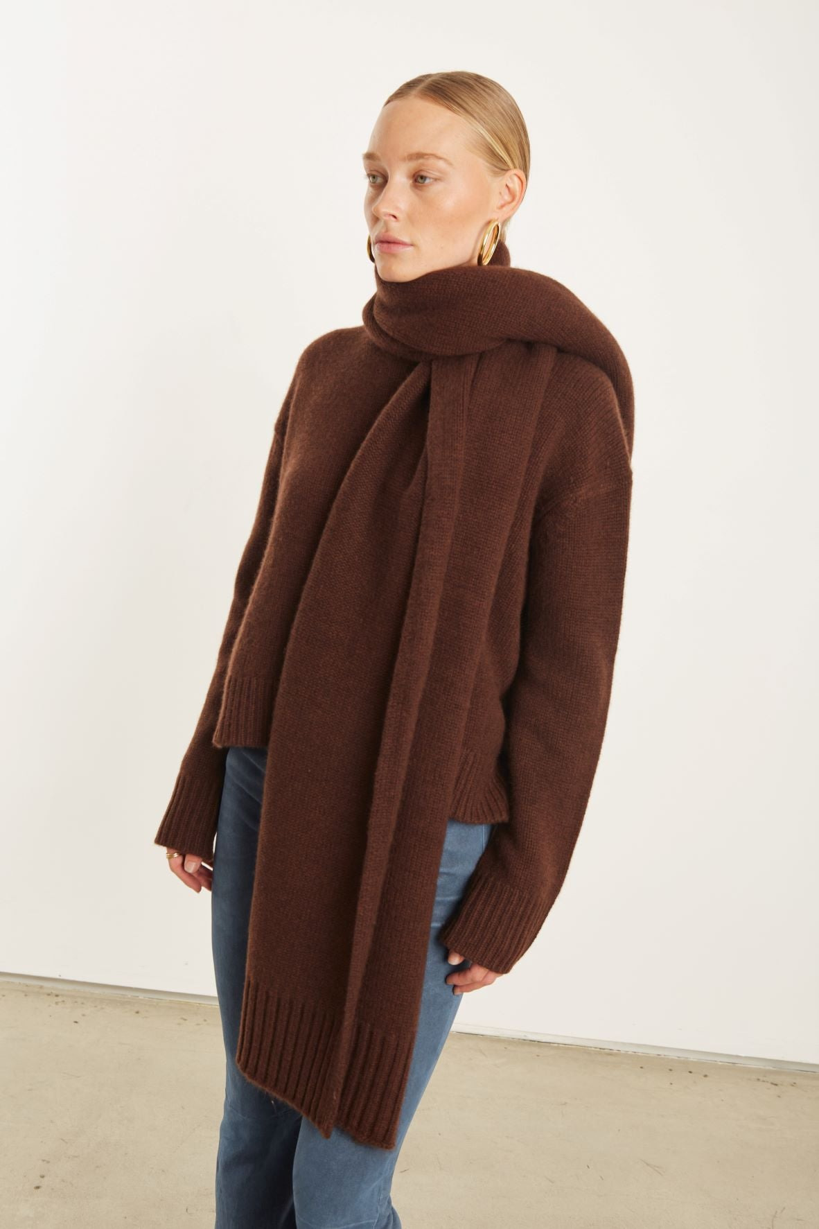 MOCHA CASHMERE WRAP SCARF - 5