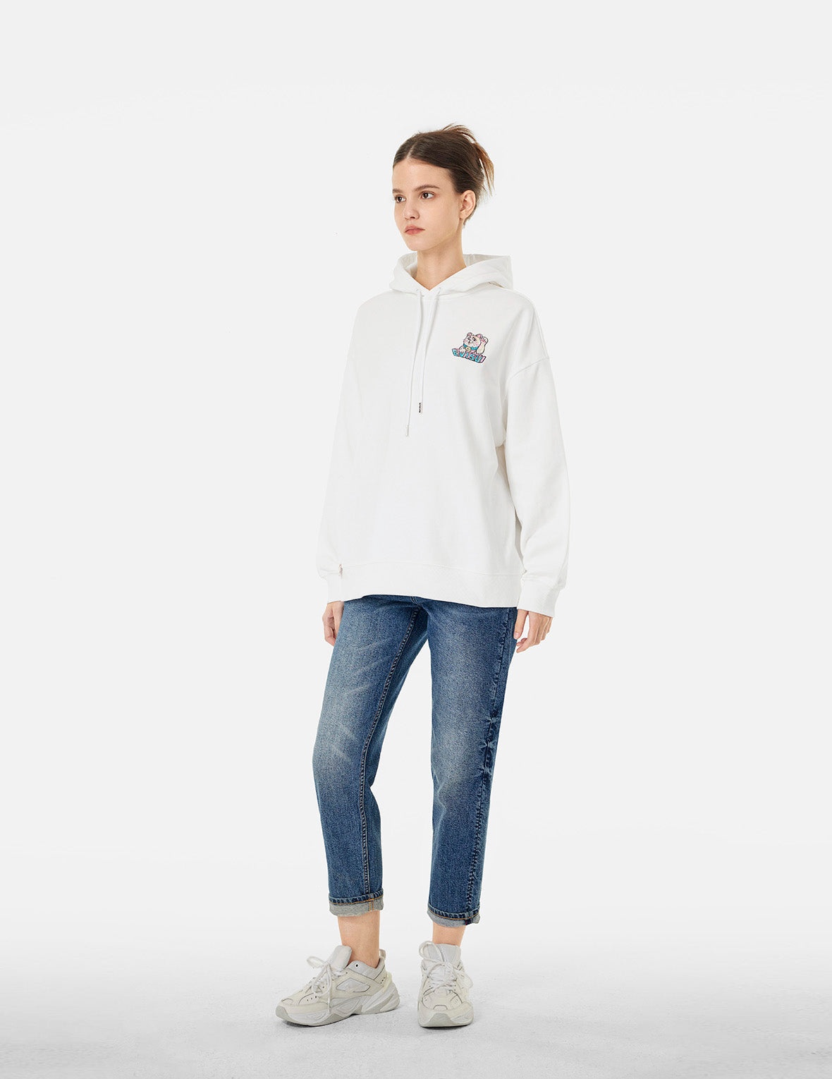 Logo and Fortune Cat Embroidery Oversized Hoodie - 3