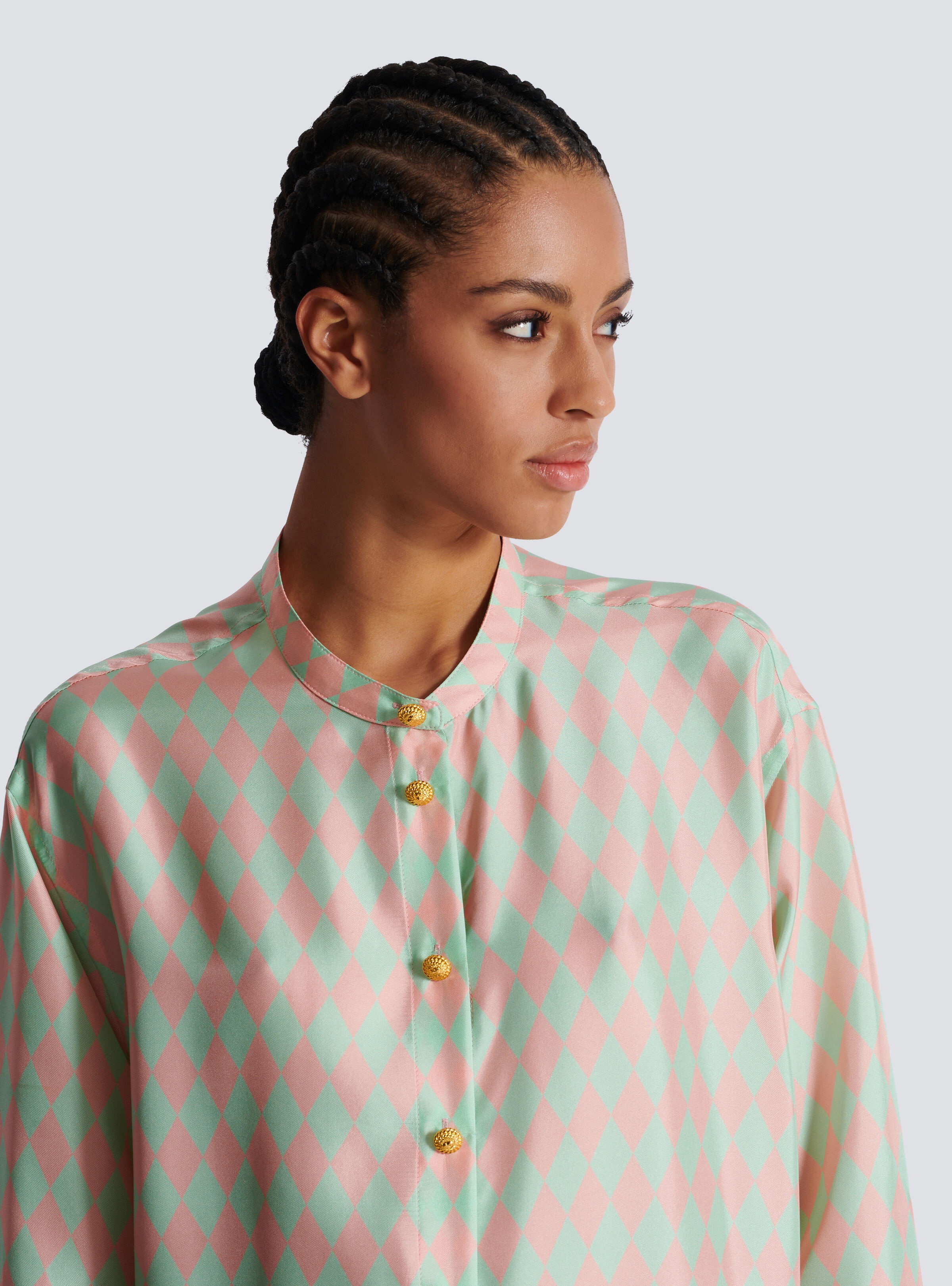 Standing-collar shirt with Diamond print - 8