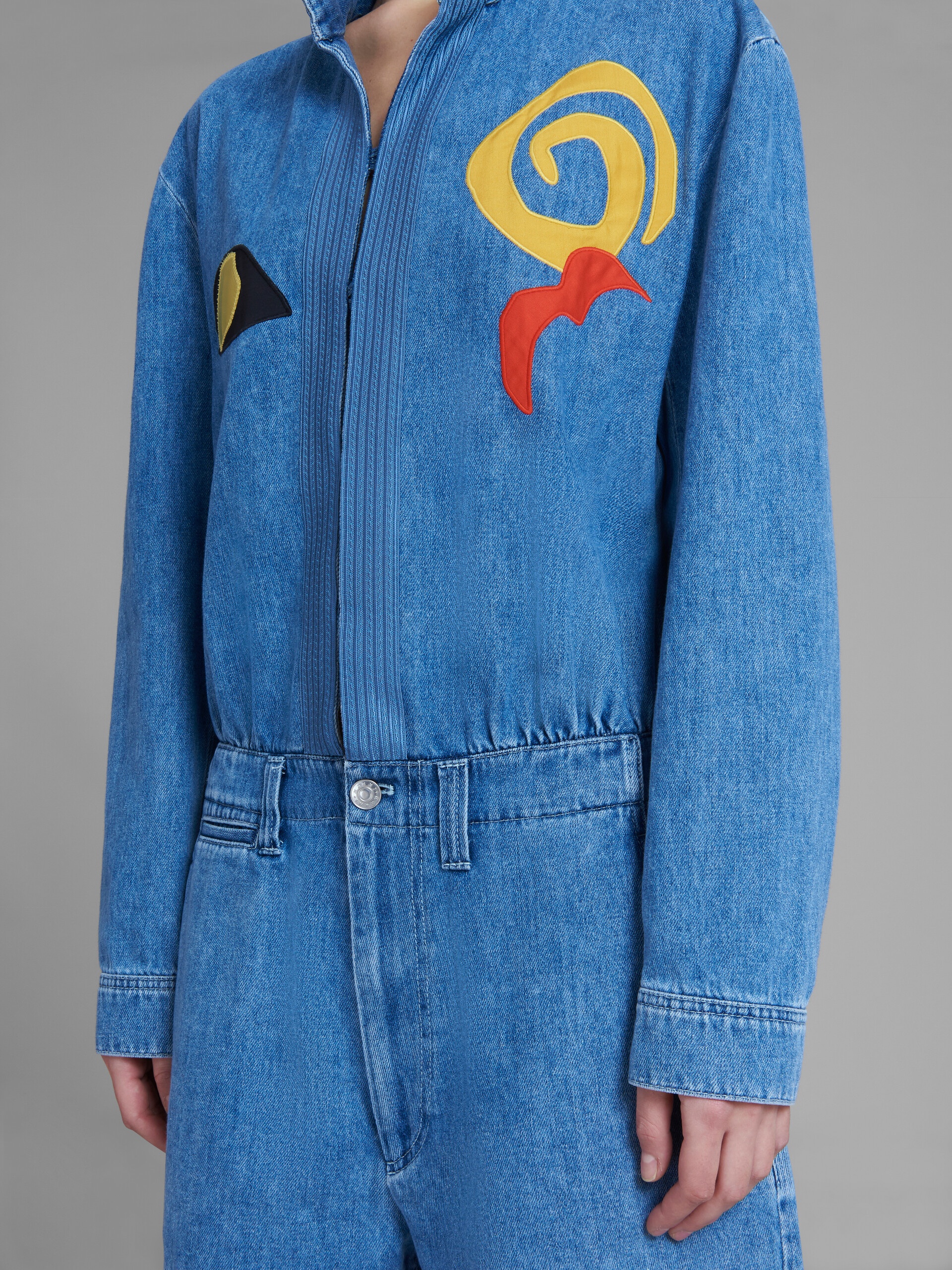 MARNI X NO VACANCY INN - BLUE CHAMBRAY JUMPSUIT WITH EMBROIDERY - 5