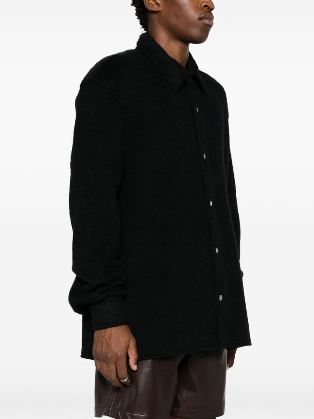 pointed-collar alpaca wool-blend overshirt - 3