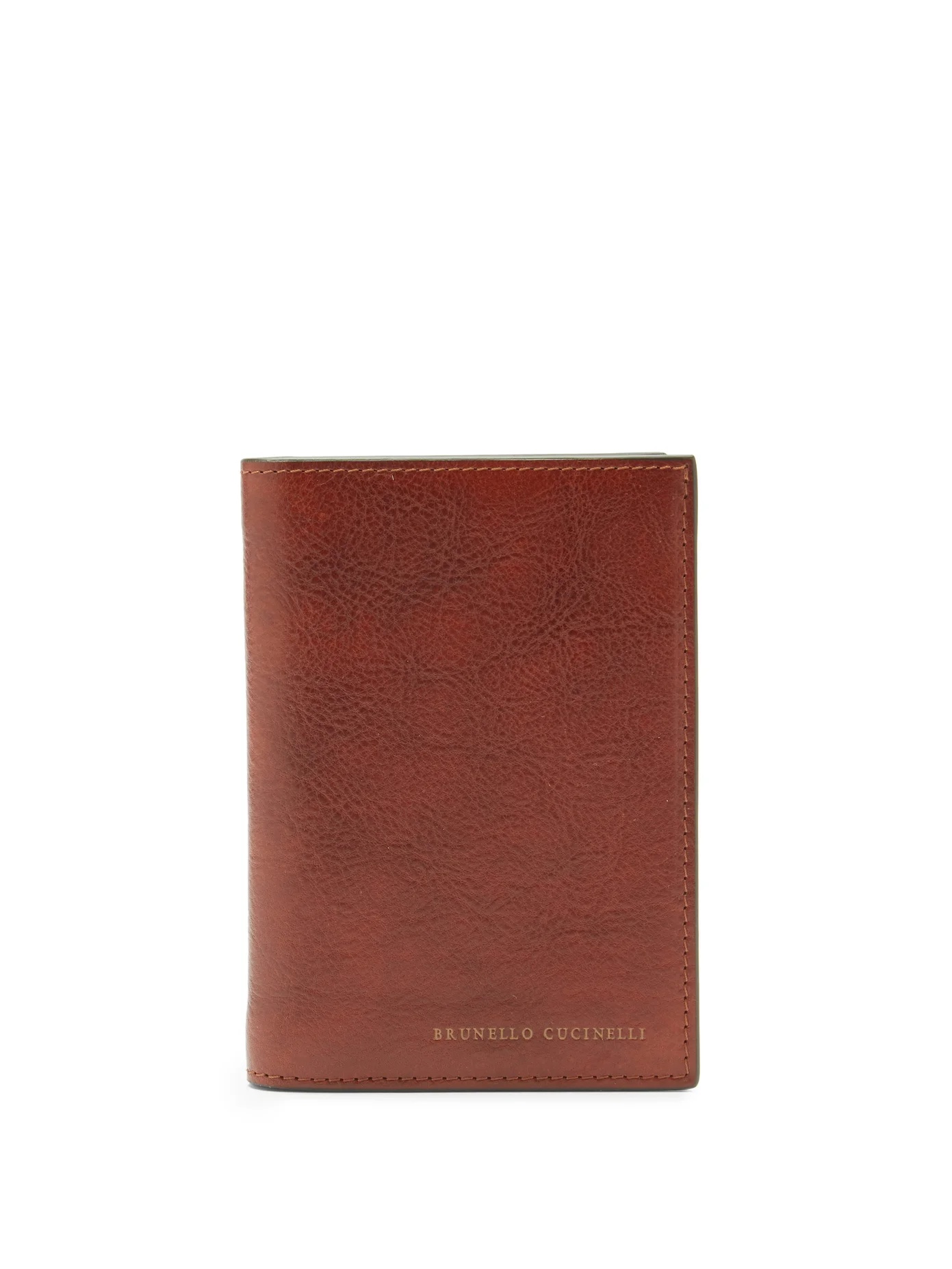 Logo-debossed leather passport holder - 1