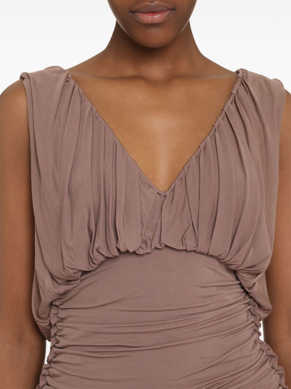 ruched V-neck minidress - 4