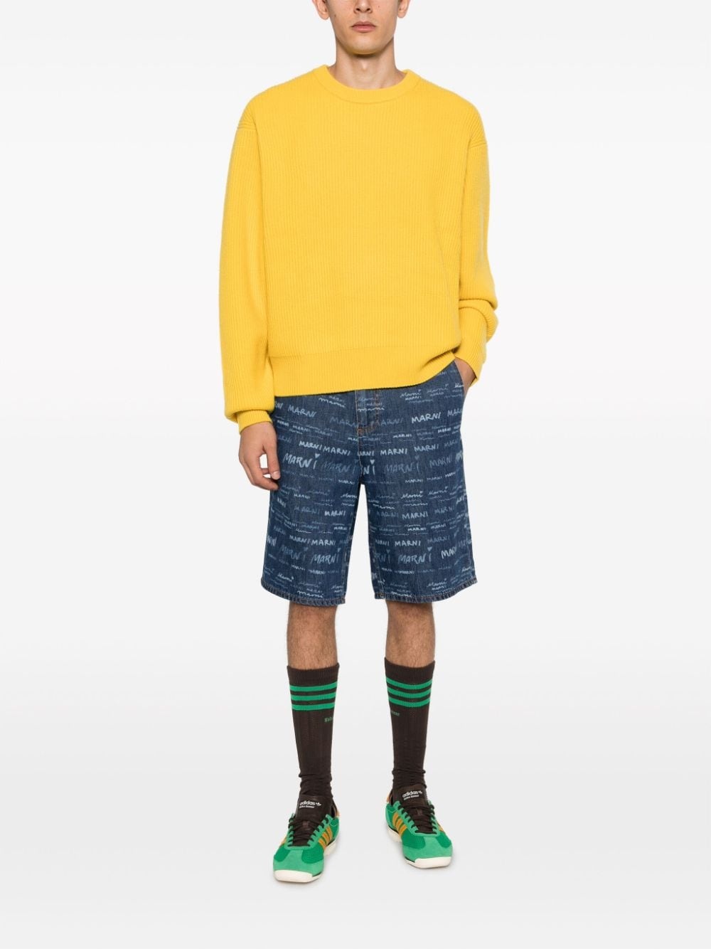 logo-print denim shorts - 2