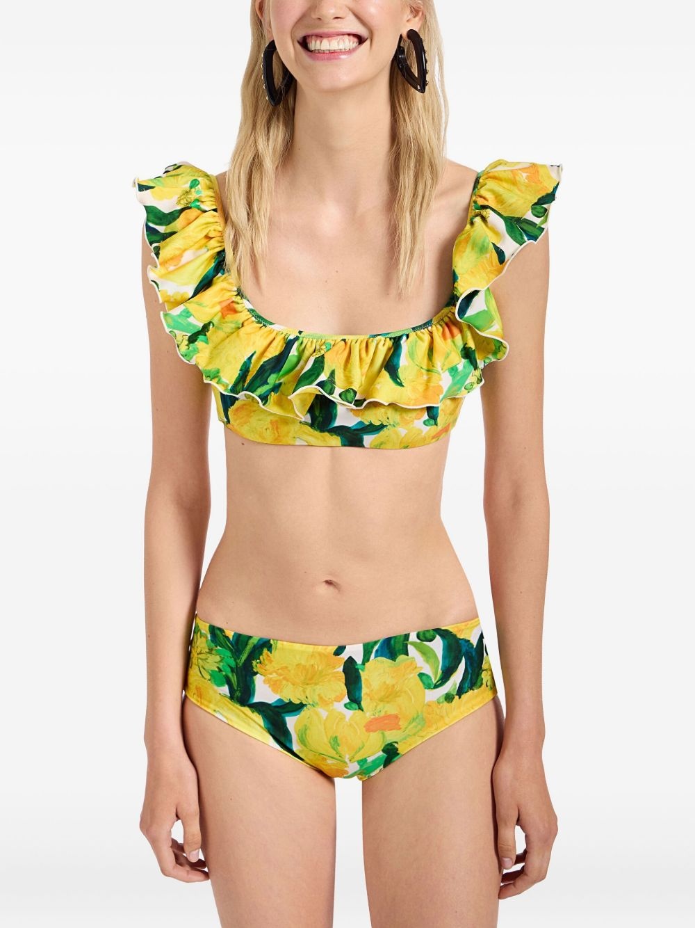 ruffled floral bikini top - 2