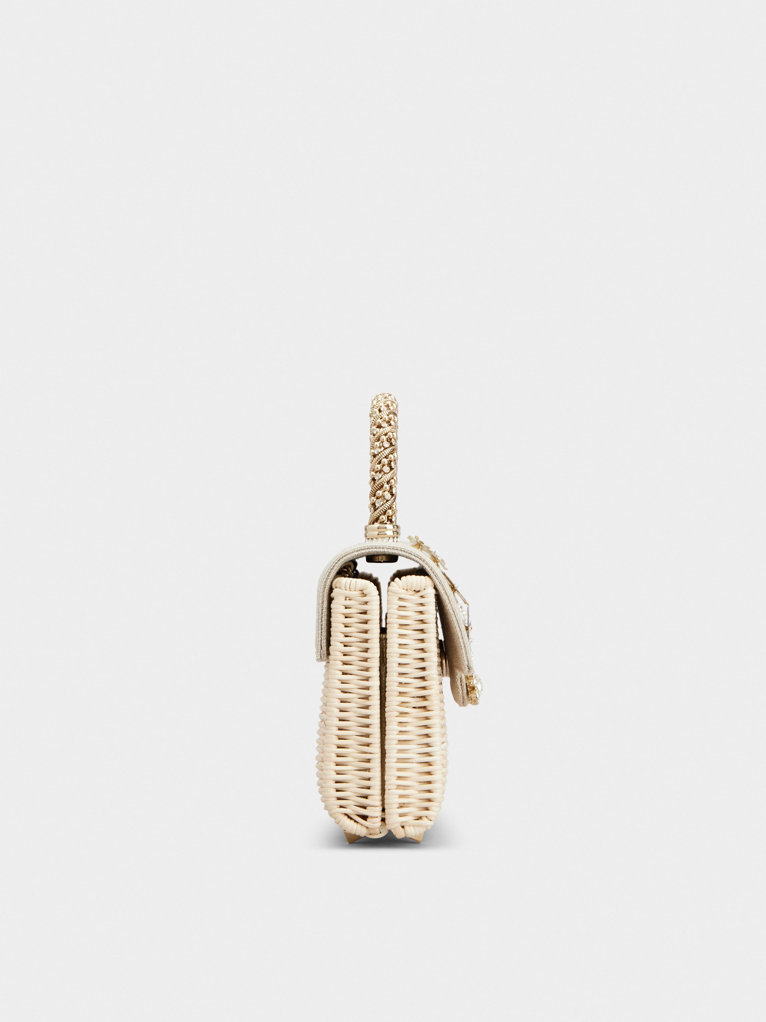 Jewel Efflorescence Mini Bag in linen and rattan - 2