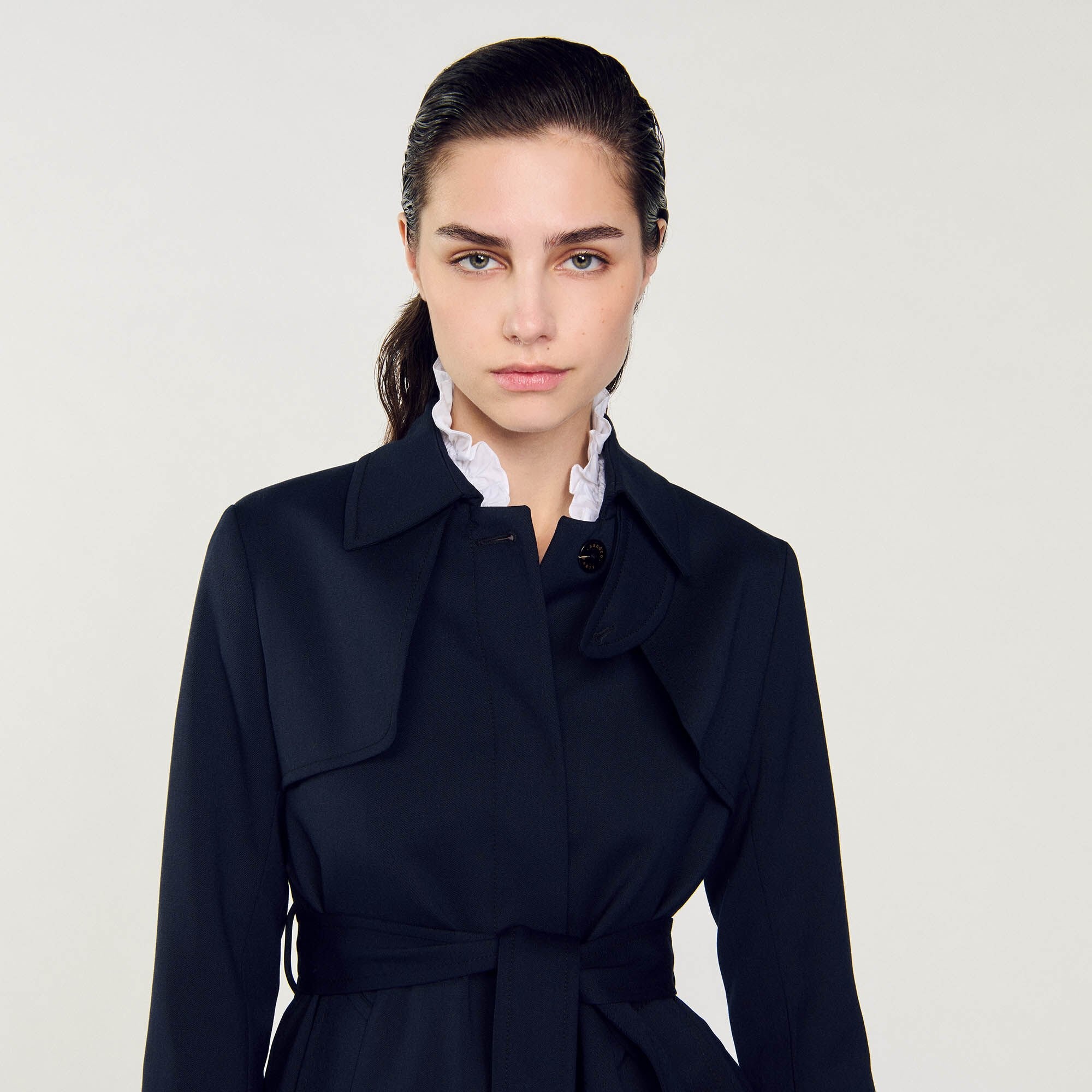 TRENCH COAT WITH PLEATED INSET - 4