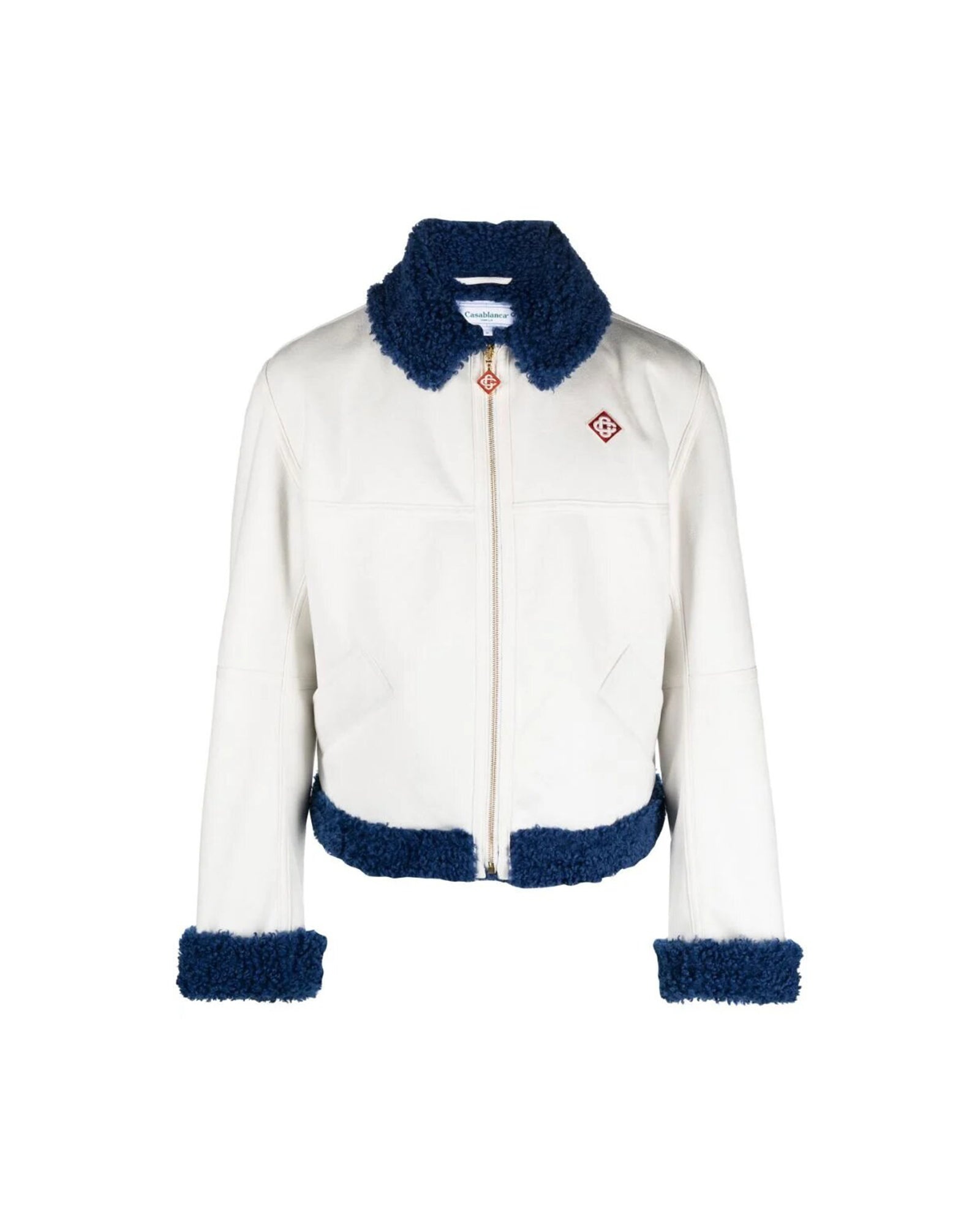 White & Blue Aviator Jacket - 1