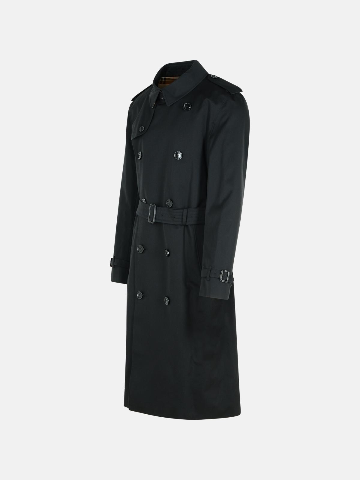 LONG BLACK COTTON 'KENSINGTON' TRENCH COAT - 2
