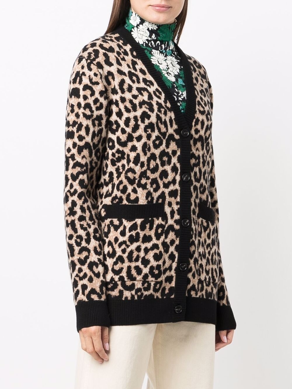 leopard-print wool cardigan - 3