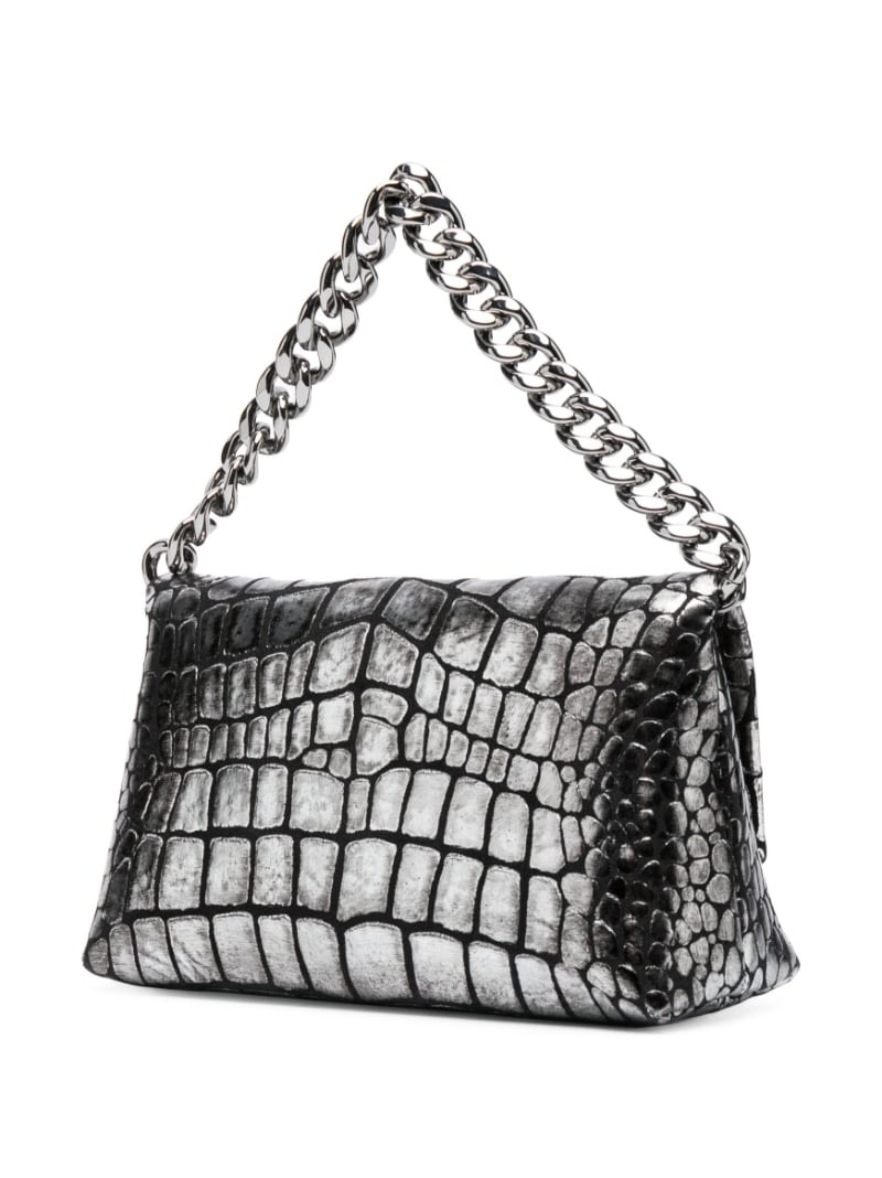 Label crocodile-embossed tote - 3