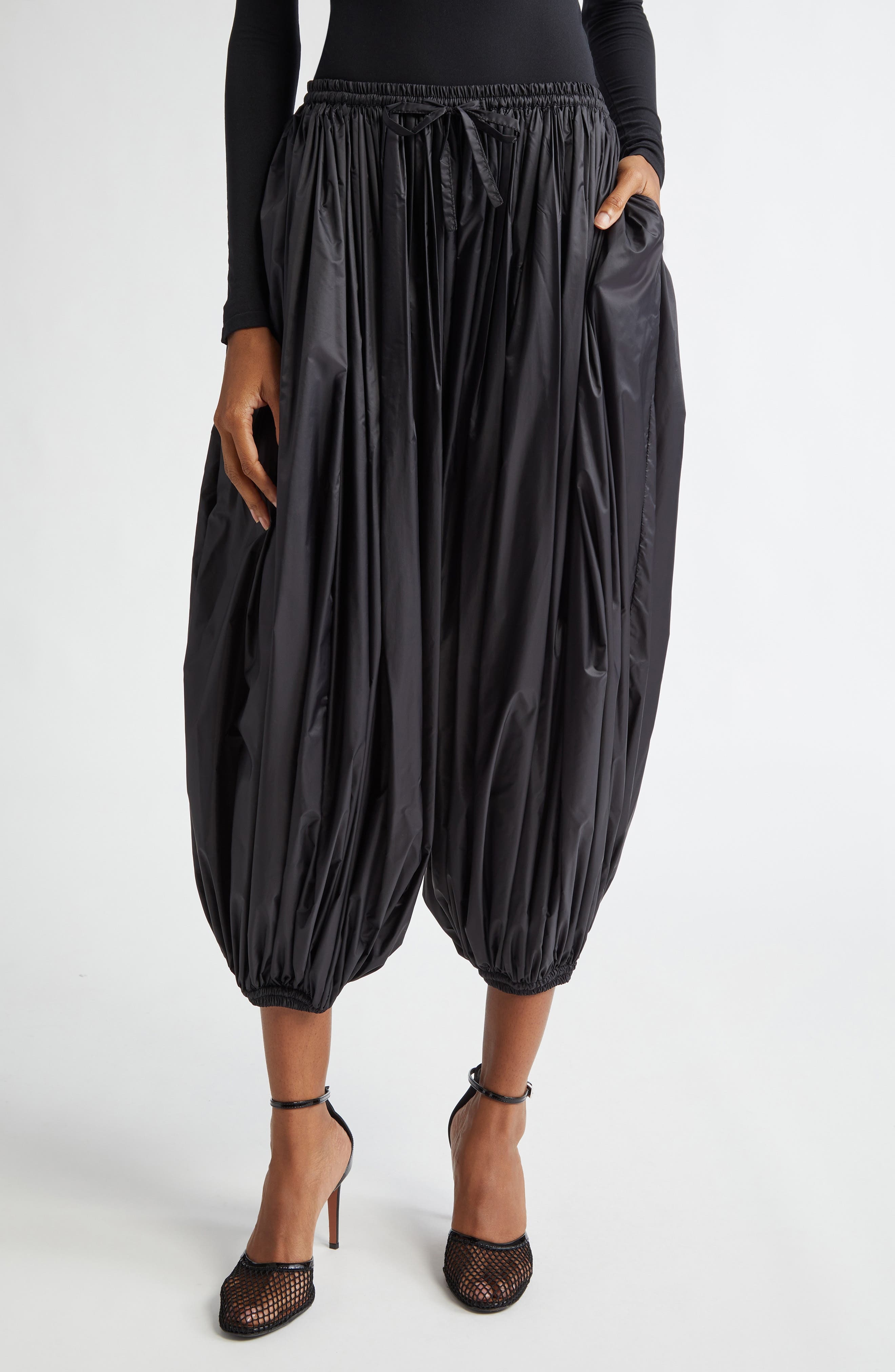 Alaïa Balloon Taffeta Pants in Noir at Nordstrom - 1