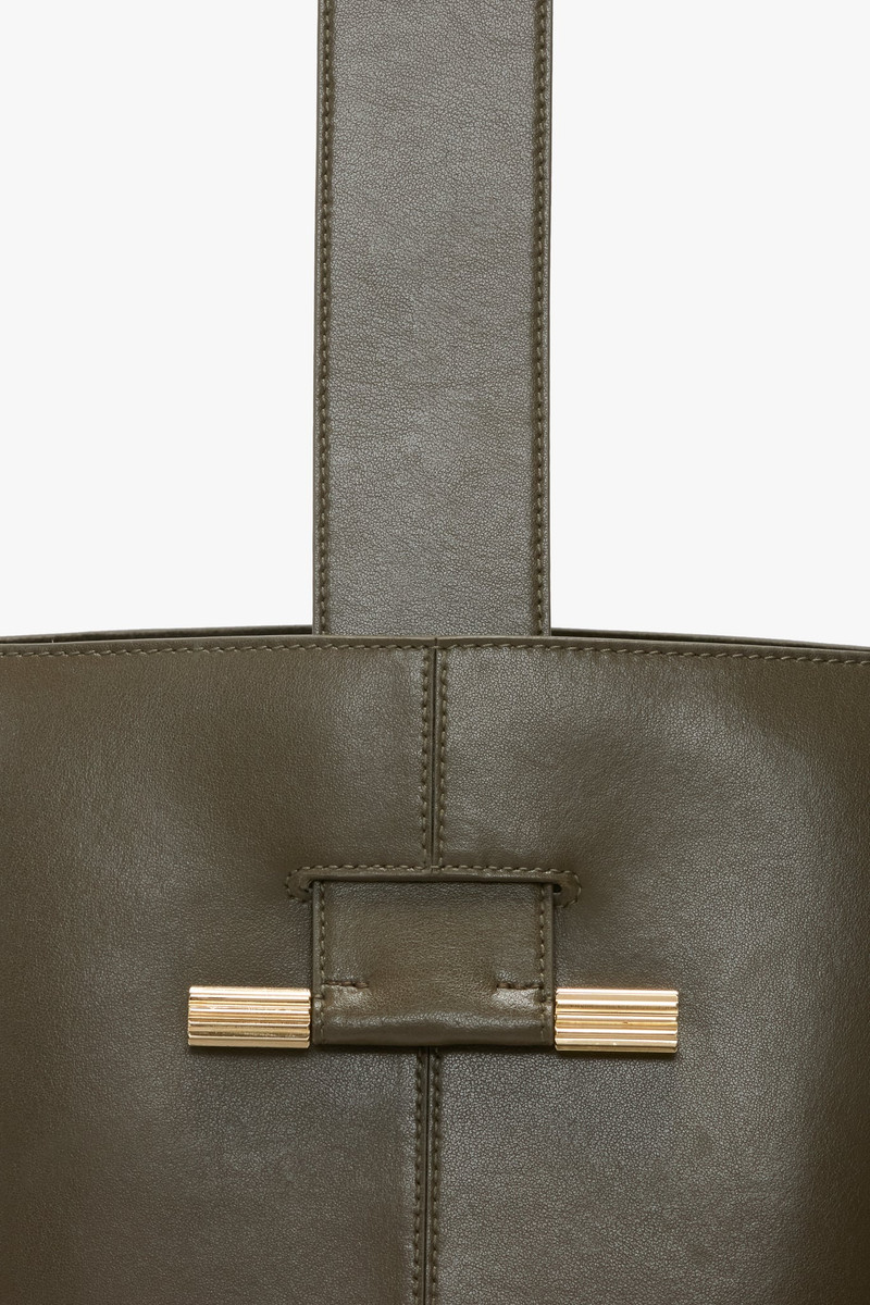 Dia Bucket Bag In Dark Khaki Smooth Leather 2