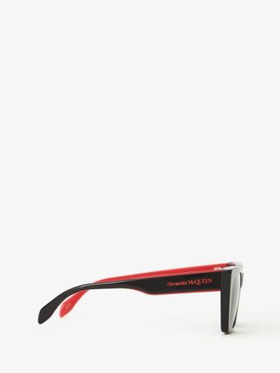 Alexander McQueen Selvedge Cat Eye Sunglasses in Black/red outlook