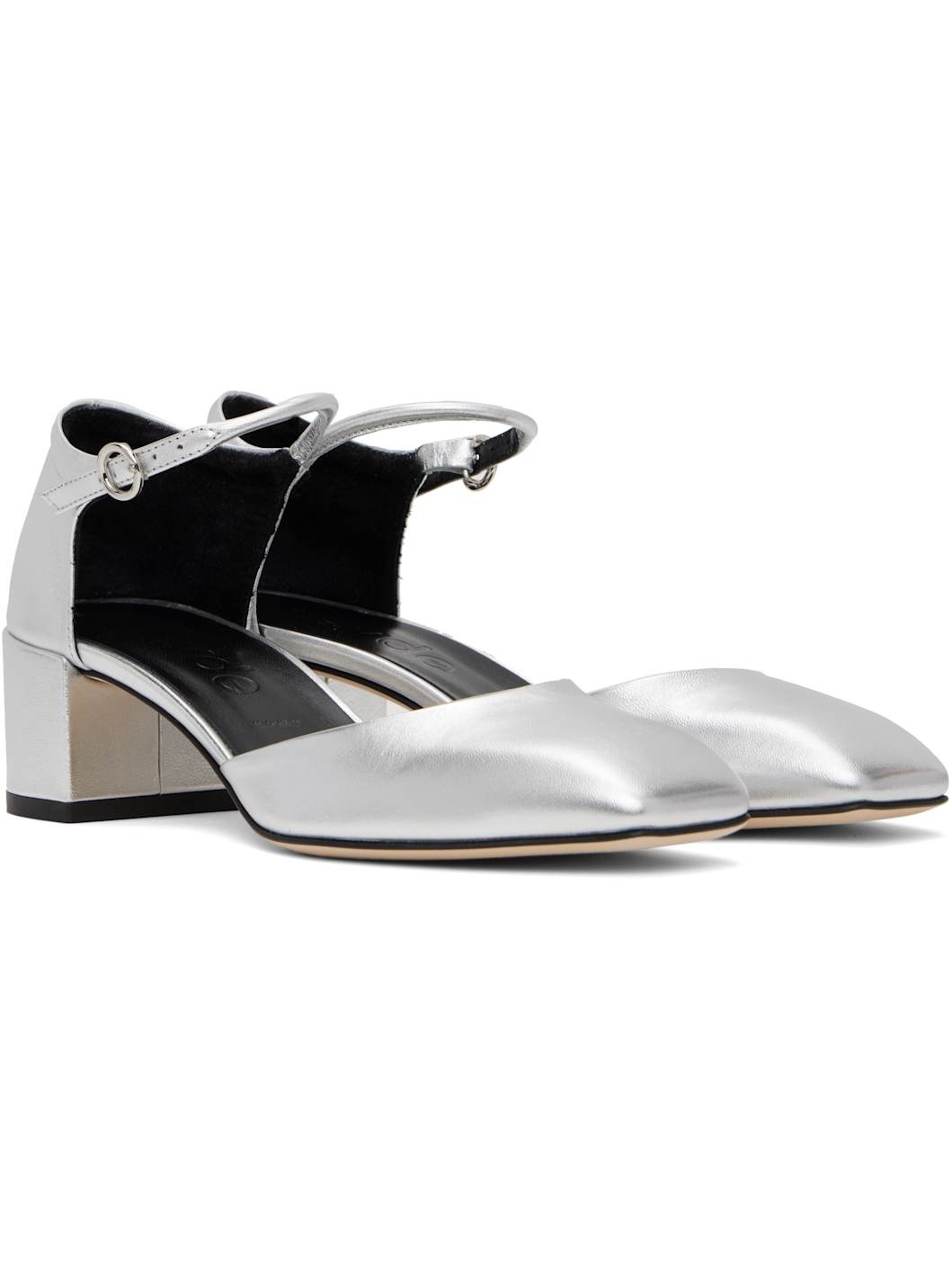 Silver Magda Leather Mary-Jane Heels - 4